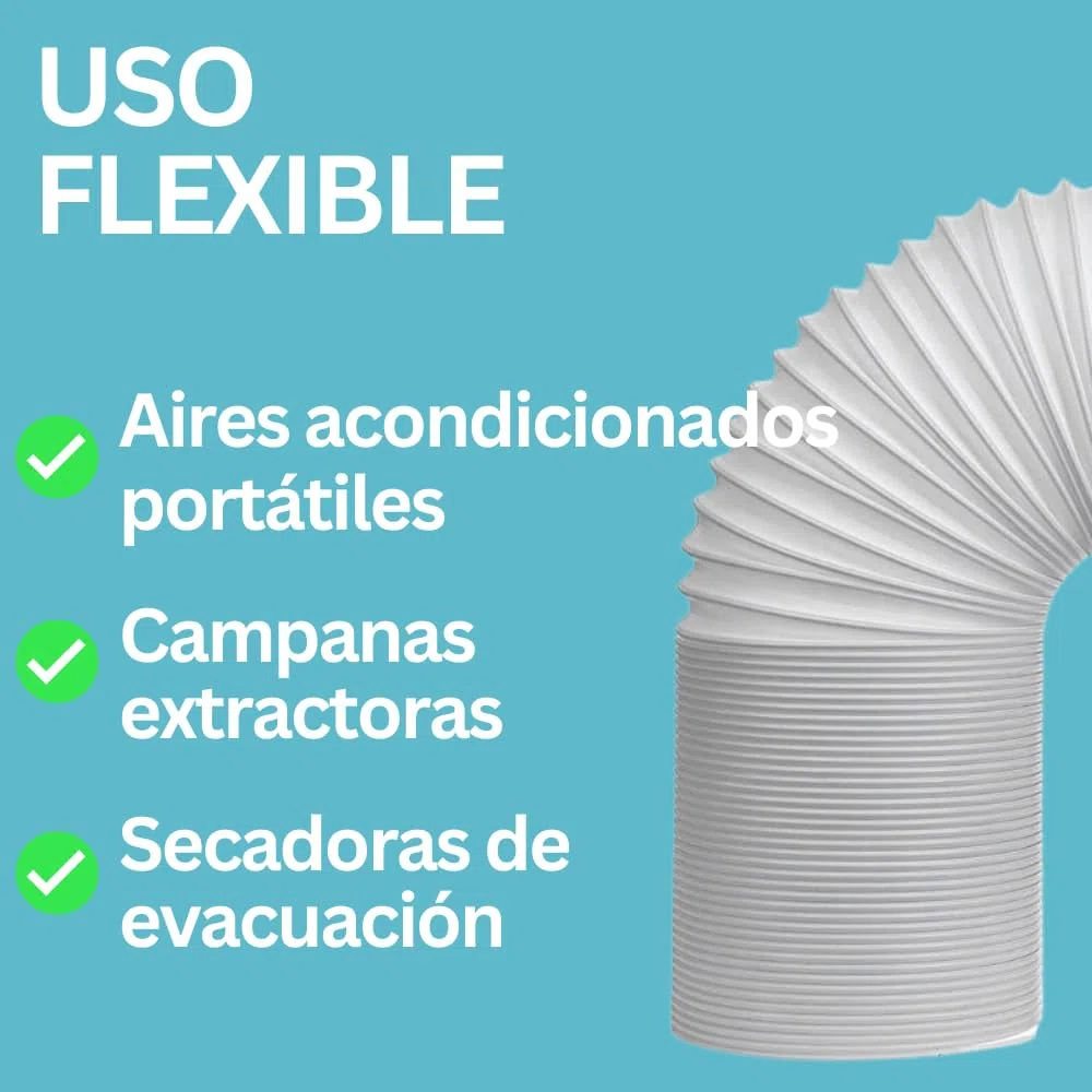 Home Melody Tubo de Escape 150 mm 1 m – PVC Flexible para Aire Acondicionado Portátil, Secadora, Campana Extractora, Extensión