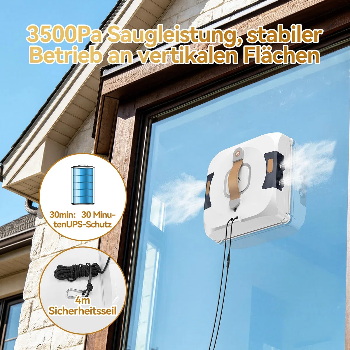 Robot de limpieza de ventanas con cambio de idioma, pulverizador de doble cara con depósito dual de 110 ml, modo de limpieza en seco y húmedo, para interiores y exteriores