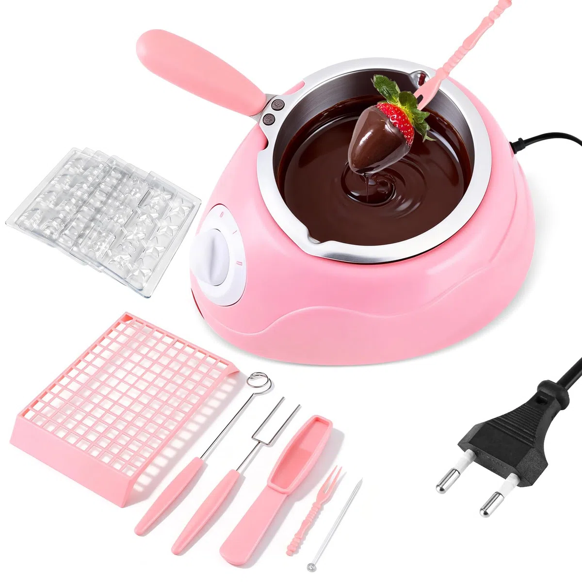 Olla Para Derretir Chocolate Eléctrica, derretidora de chocolate eléctrica, olla para derretir dulces para tienda en casa fondue de chocolate (Rosa)