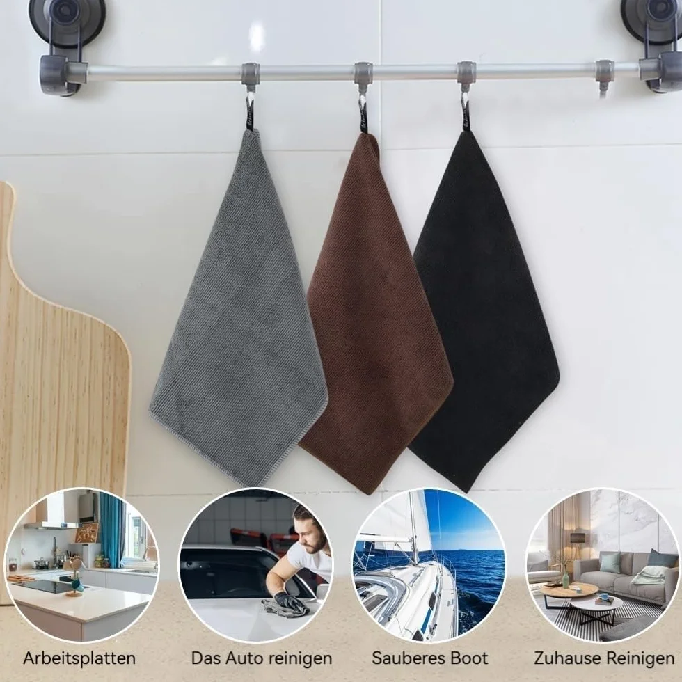 KinHwa Paños de Limpieza de Microfibra Negros, 20 Paquetes de paños de Cocina Gruesos para Fregar Platos, superabsorbentes y Suaves, sin Pelusa, para Uso doméstico Multiusos, 30 cm x 30 cm