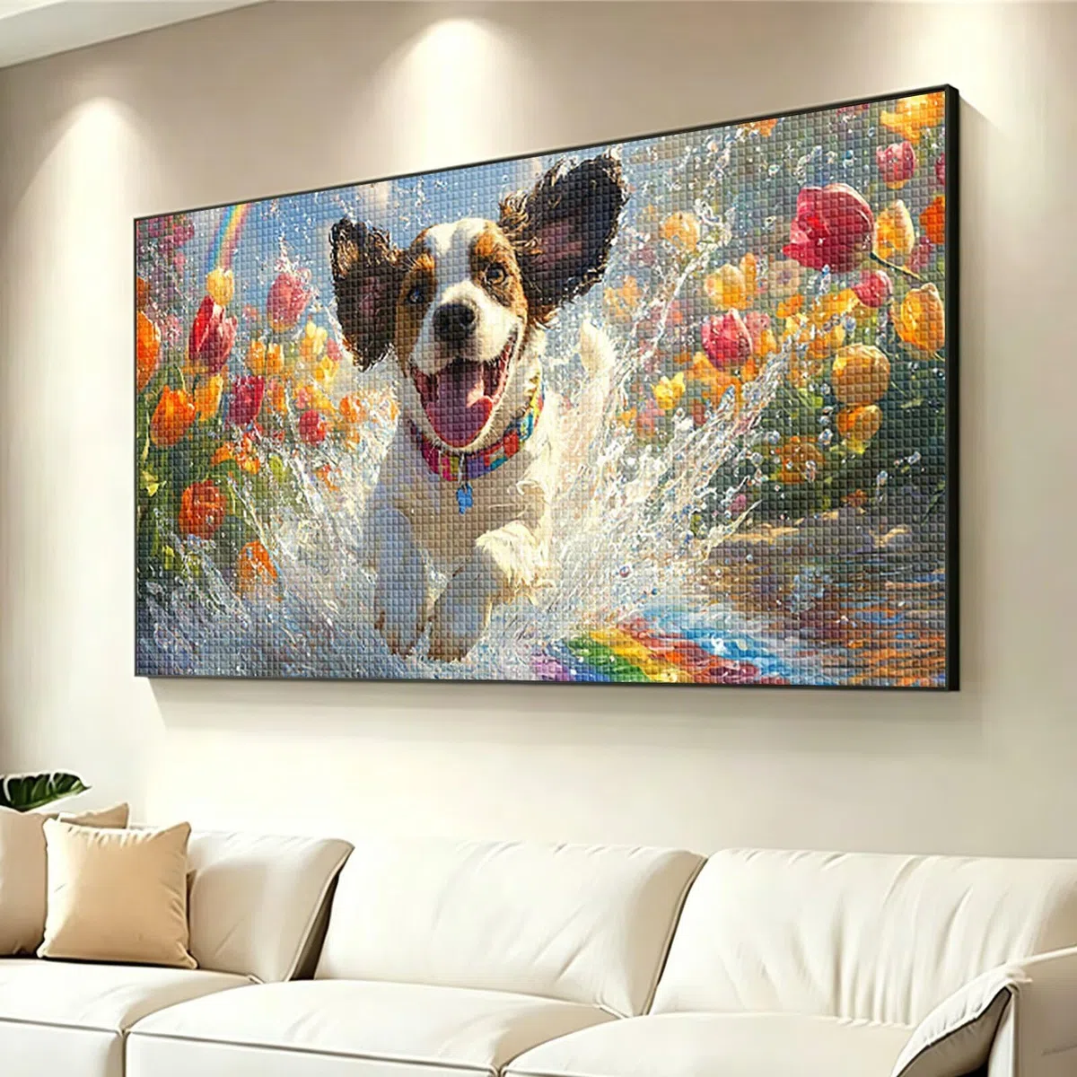 Diamond Painting Adultos Perro Pintura Diamante, Flor Diamond Painting 5D Completo, DIY Cuadrado Cristal Bordado Punto de Cruz Cuadros de Diamantes para Decoracion Hogar, Regalo Mujer 160x80cm 0J-396