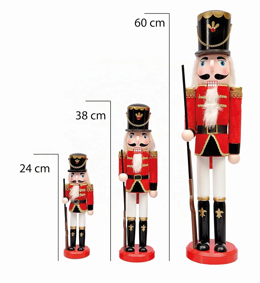 Christmas Nutcracker Toy Soldier Halberdier (60cm) Wooden Decoration with Fabric, Red/Black