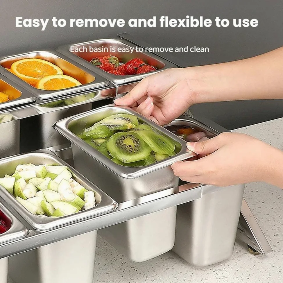 Juego de recipientes de acero inoxidable para pizza con tapas, dispensador de condimentos y organizador de especias para salsas, condimentos, mermeladas y frutas. Solución perfecta para cocina