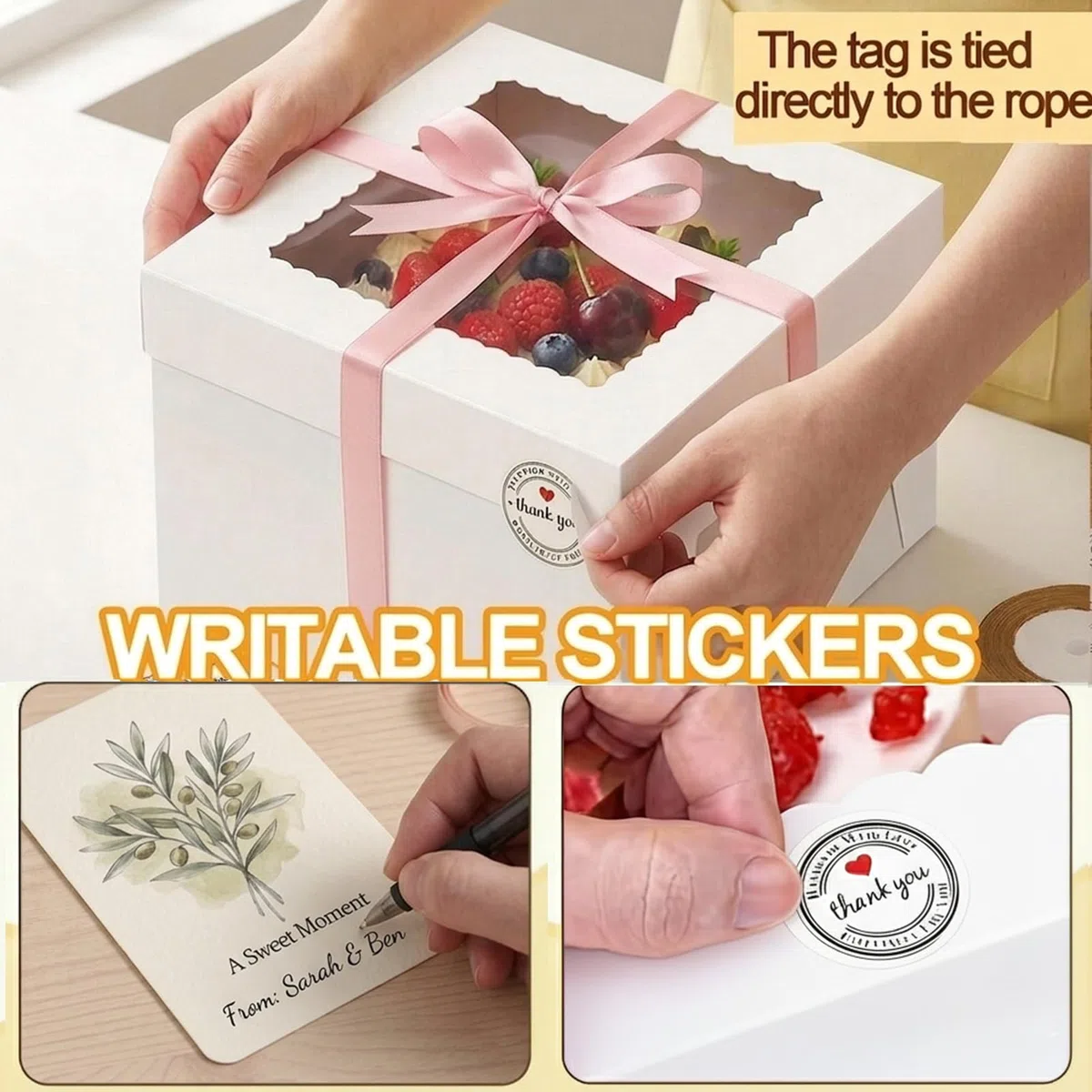 10 juegos de Cajas para Tartas, 30,5 x 30,5 x 20,3 cm Caja Tarta de Cartón Con Ventana Transparente y Bandeja,Recipiente para Tartas