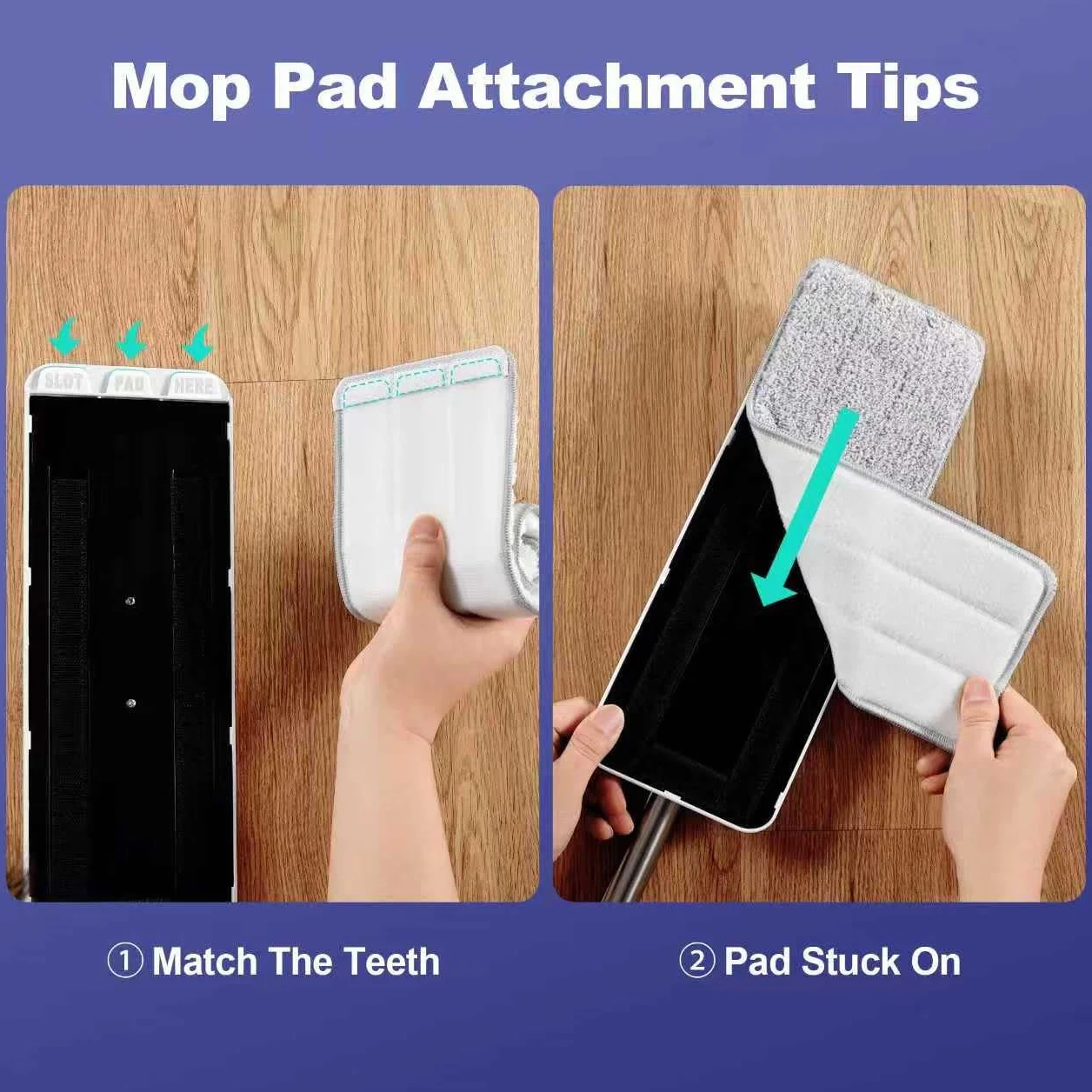 BOSHENG Juego de fregona y cubo, fregonas planas para limpieza de suelos, mopa de pared con mango extensible de 60 pulgadas, mopa de piso de madera dura con 2 almohadillas de microfibra