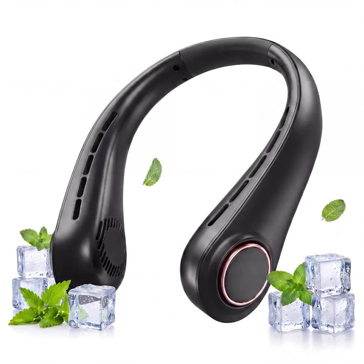 Ventilador de Cuello Portátil 3 velocidades Ventilador Cuello Recargable Sin Hojas Silencioso Mini Ventilador Portátil de Cuello para Interior Oficina Viajes Camping Deportes