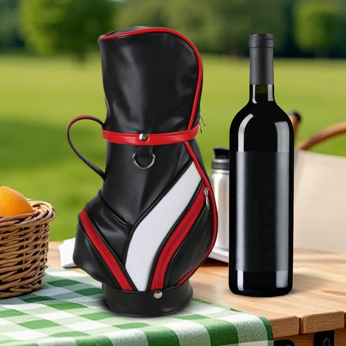 Bolsa Térmica para Vino Portabotellas Térmico | Bolsa de Almacenamiento Portátil con Múltiples Bolsillos para Picnics Eventos al Aire Libre y Viajes