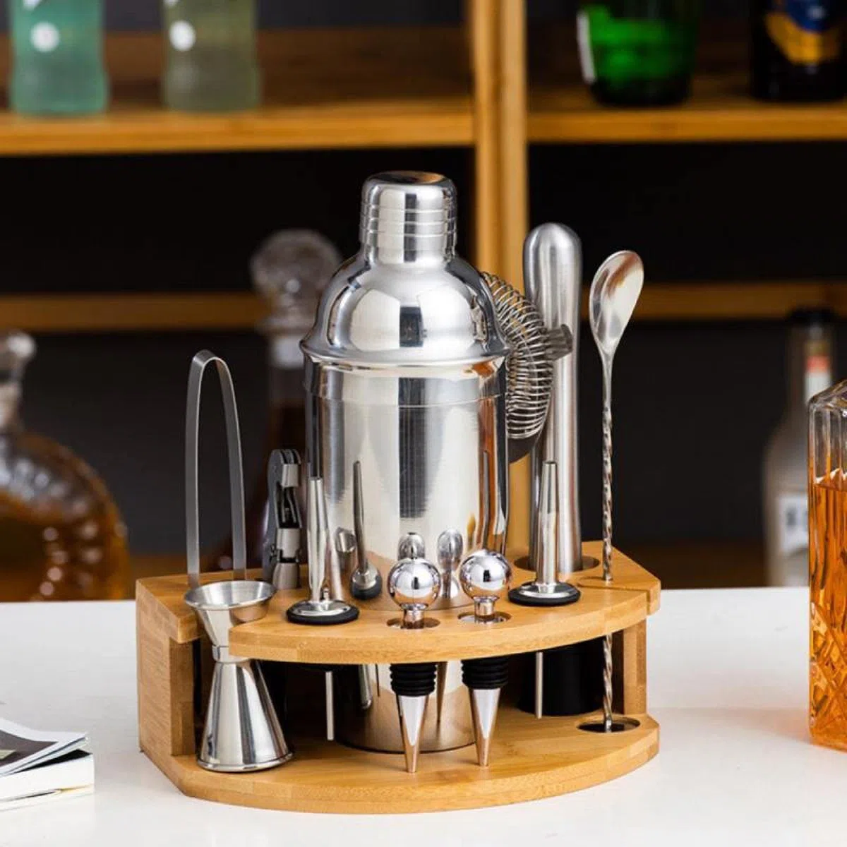 Genérico Set De Coctelería De Acero Inoxidable, 750 Ml con Base, Utensilios para Mezclar Cócteles, Ahorra Tiempo Y Es A Prueba De Fugas, Ideal para Guardar En Casa O En Fiestas