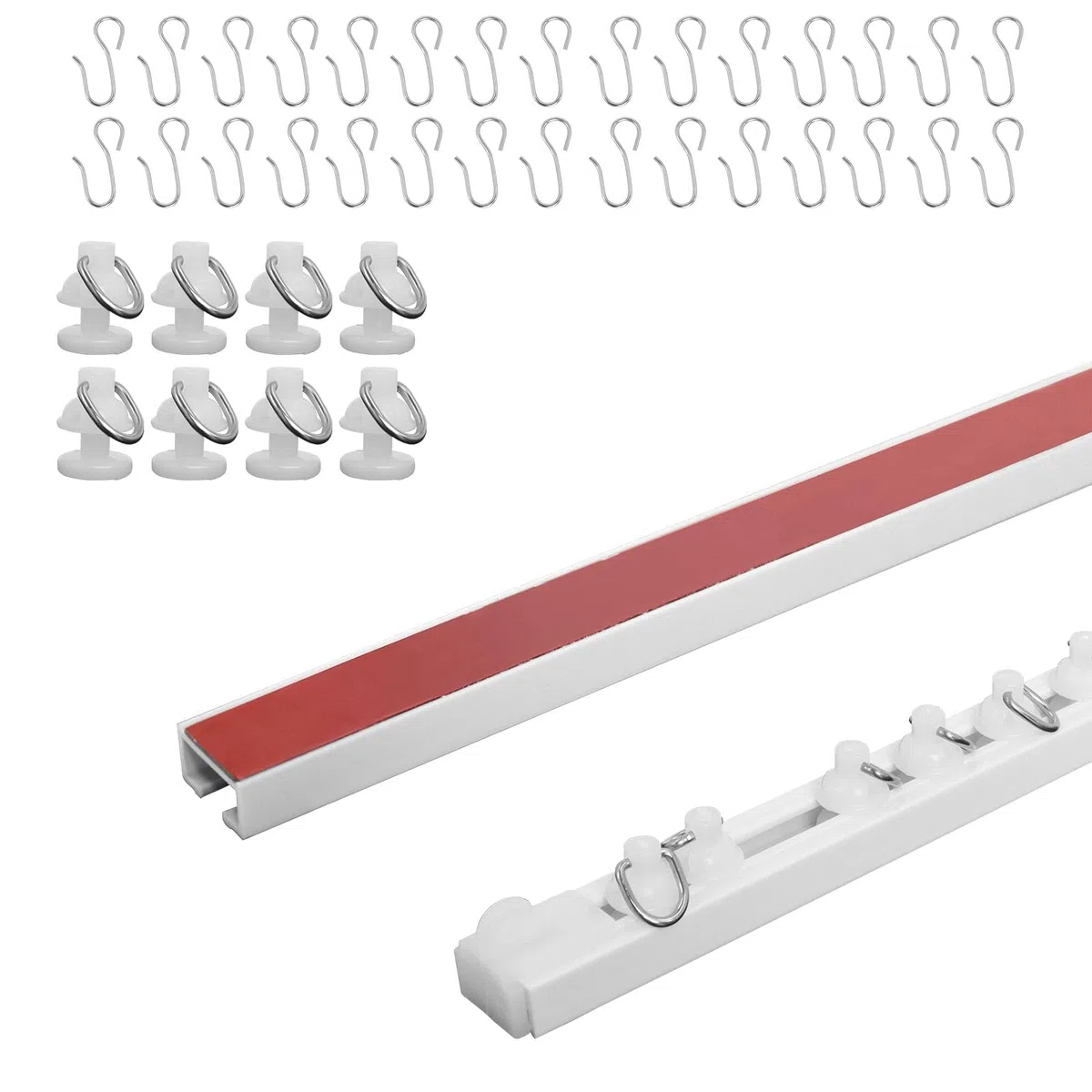 Riel para Cortinas Autoadhesivo, 1.2 Meter Riel de Cortina de Techo, No es Necesario Taladrar, para el Hogar, Oficina, Caravana