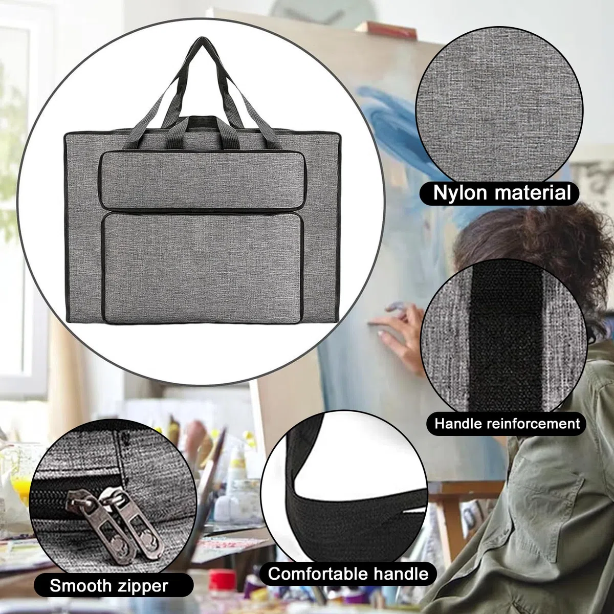 Bolsa de transporte para tablero de dibujo, organizador de bloc de dibujo, impermeable, portátil con correa para el hombro, para artistas de bocetos