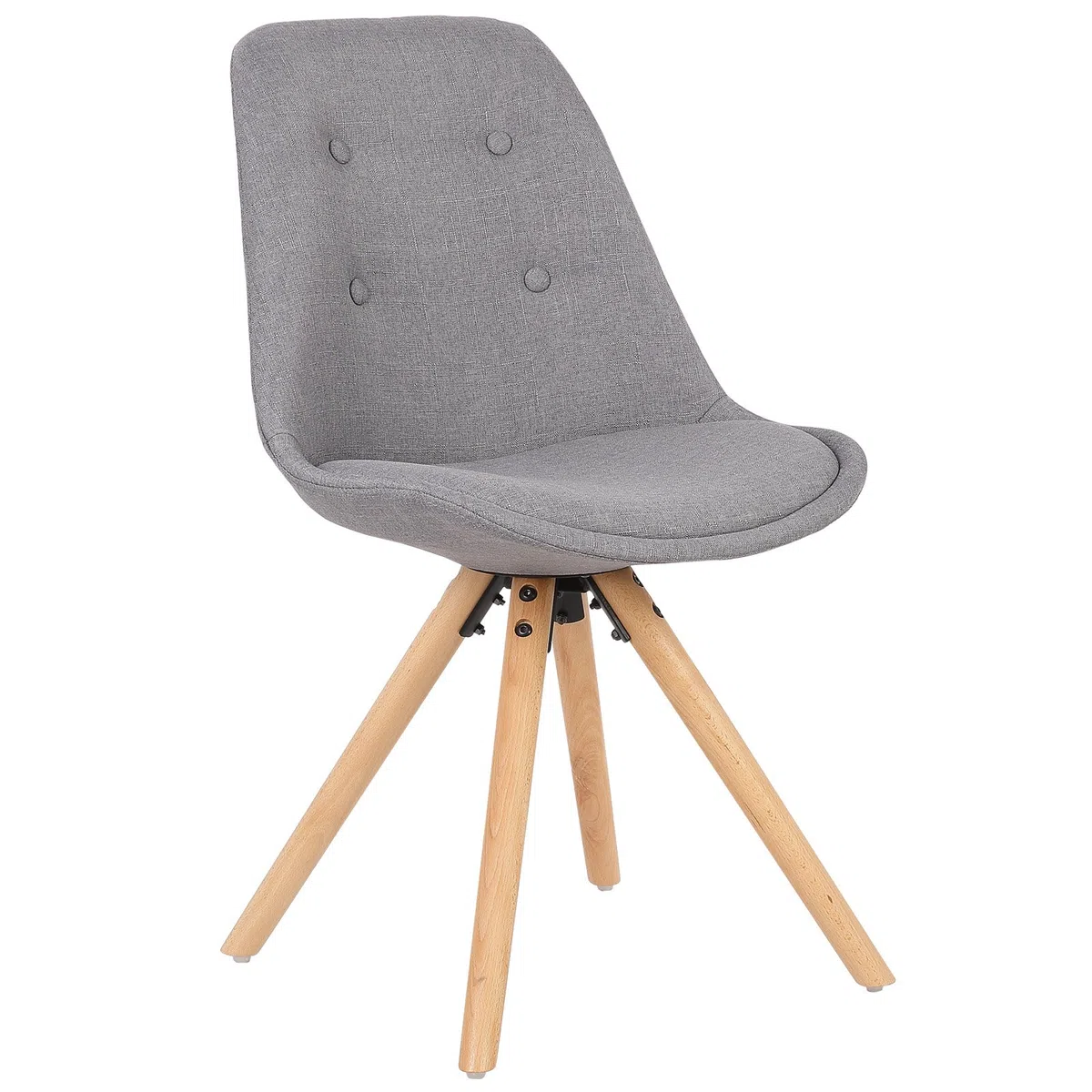 WOLTU Juego de 2 Silla de Comedor,Lino,Gris | Estilo Vintage,Pata de Madera, Maciza con Respaldo