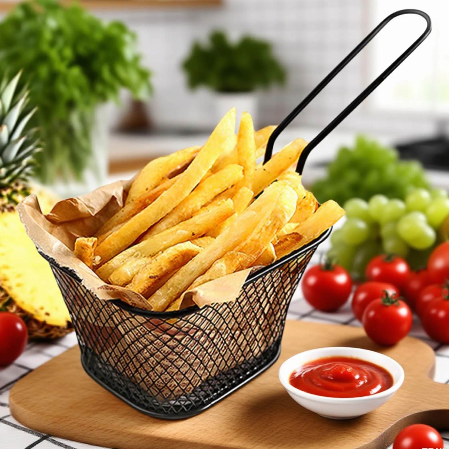 12 cestas para patatas fritas, cesta pequeña de acero inoxidable con asa, mini cestas para servir, cesta para patatas fritas, cesta para patatas fritas, cesta para freír patatas fritas (negro)