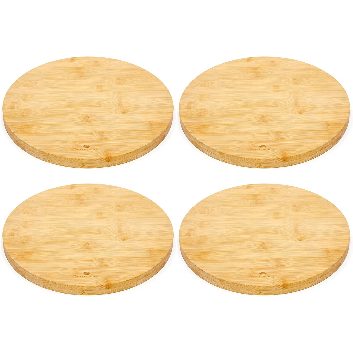 RoyalHouse Tabla de cortar redonda de bambú natural para cocina, tablas de cortar para carne y verduras, tabla de queso y charcutería, bandeja de servir, redonda de 11.8 pulgadas, 0.6 pulgadas de