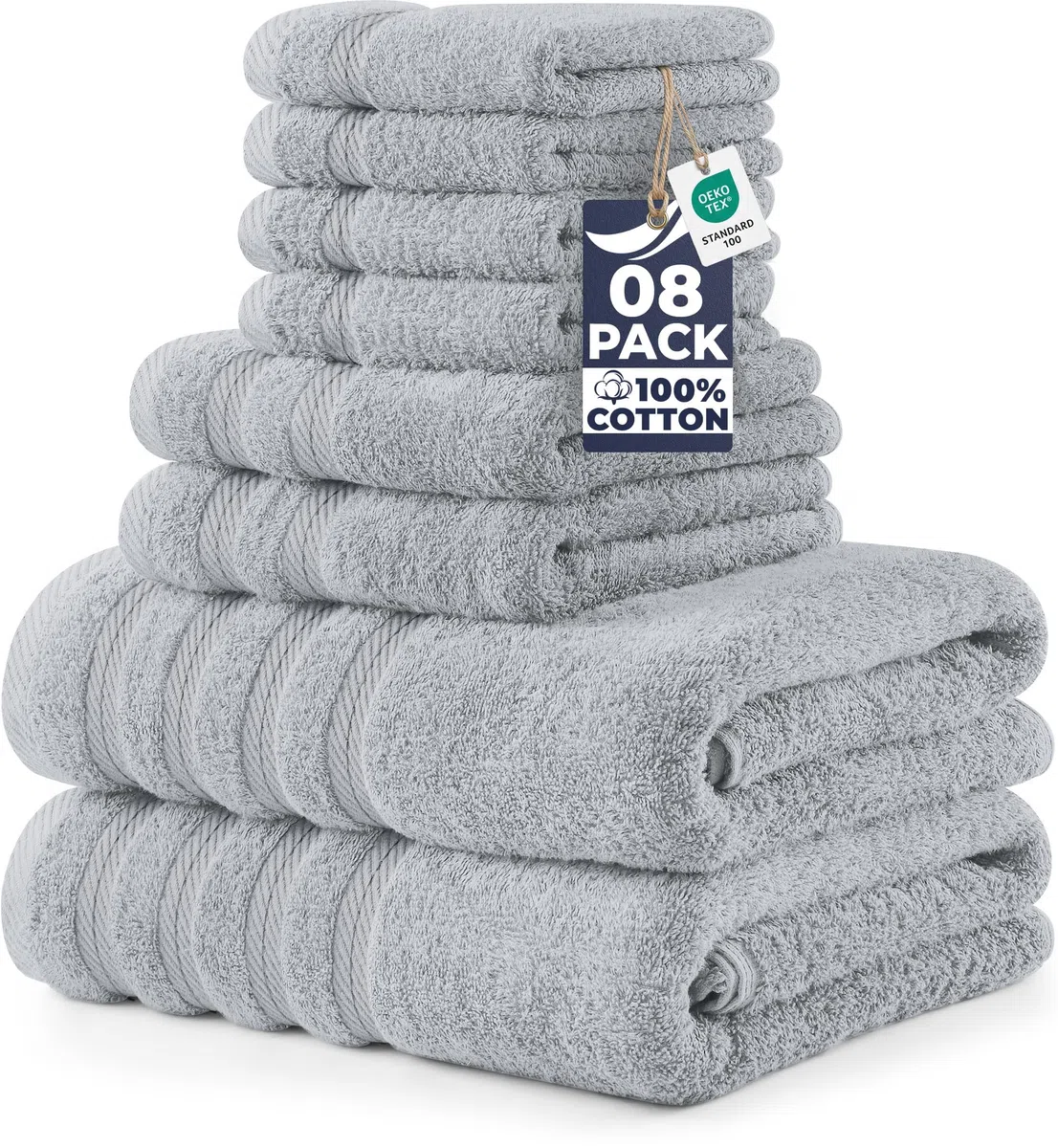 Utopia Towels Juego de toallas de 8 piezas, súper absorbentes y de secado rápido, 100 % algodón hilado en anillo, toallas gruesas para baño, spa y hotel, 2 baños, 2 manos, 4 toallas pequeñas, color