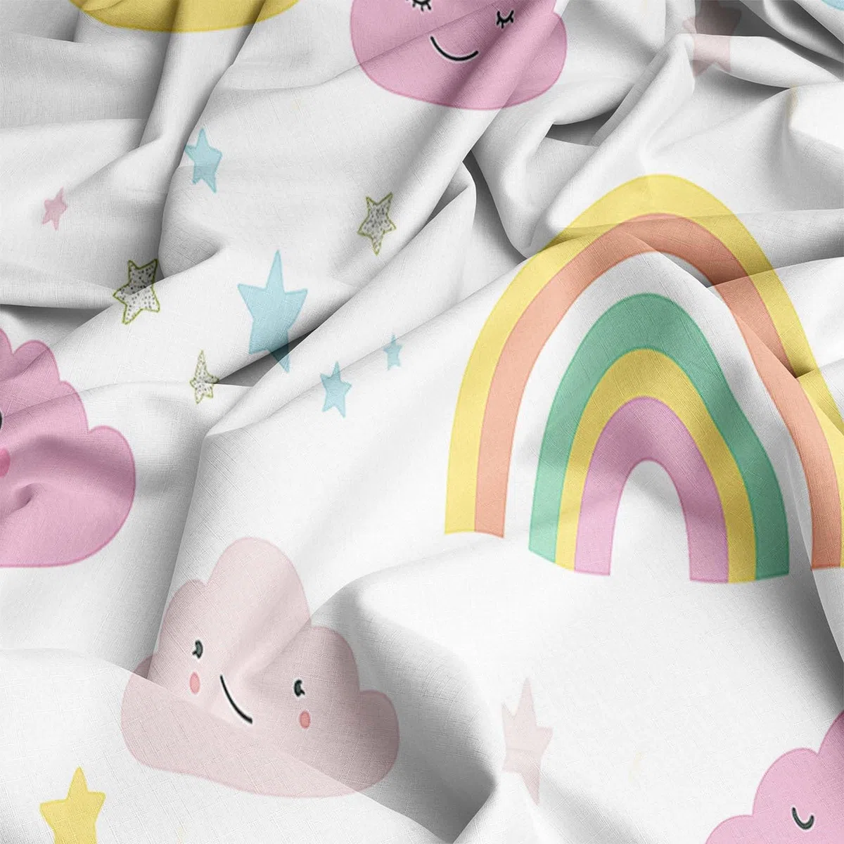 Funda Nordica para Cama 105 Estrellas del Arco Iris De Dibujos Animados Juego de Ropa de Cama Fundas Nórdicas 180x220 cm Poliéster Algodón, 3 Piezas Juego de Cama Cremallera Funda de Almohada