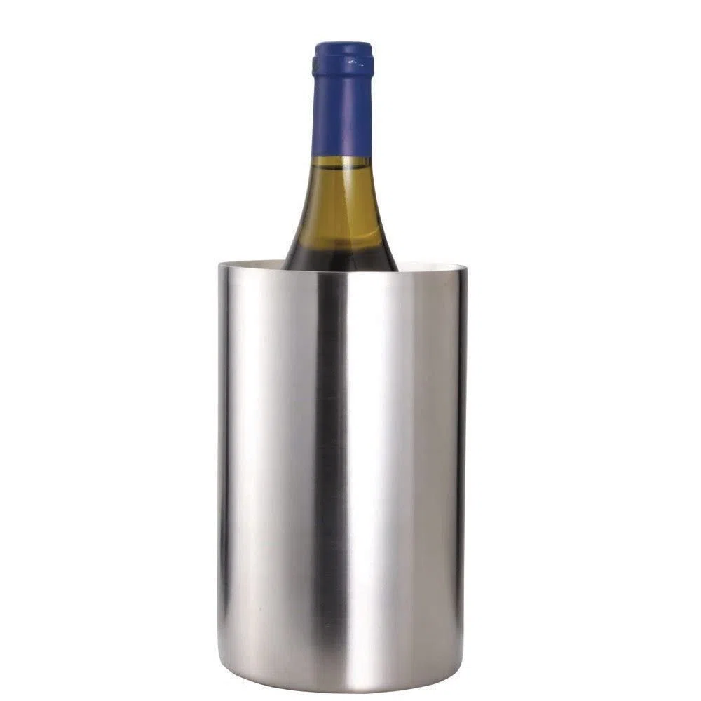 BarCraft Enfriador aislado para una botella de vino, acero inoxidable, 12 x 12 x 19 cm
