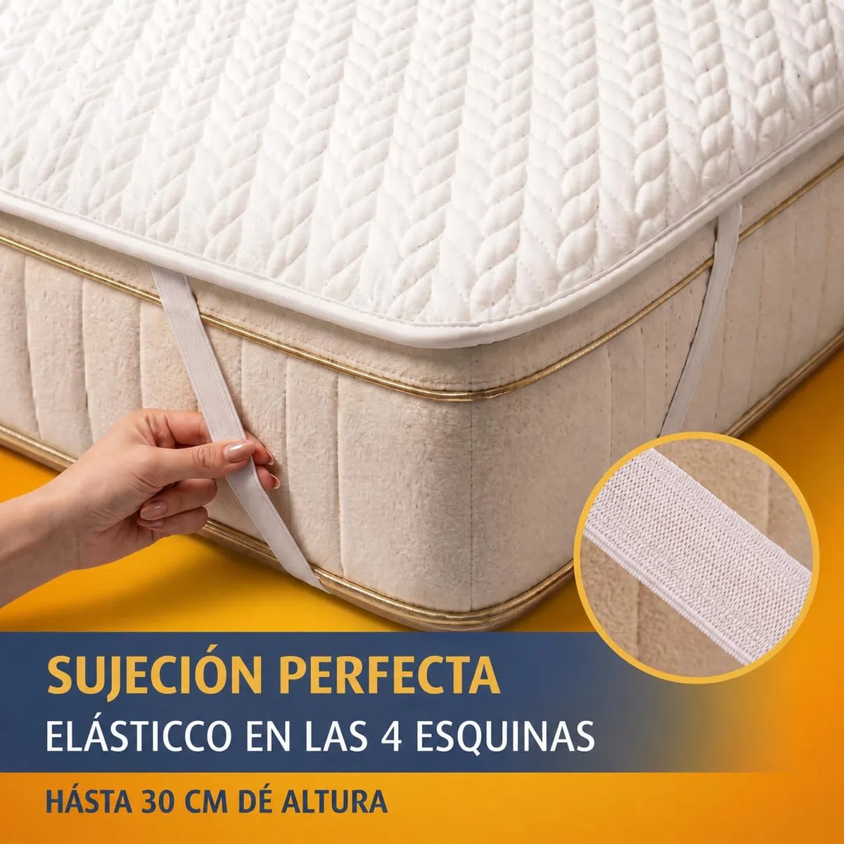 Protector de Colchón 150x190/200 cm Impermeable Acolchado Onda, Funda Cubre Colchón Ajustable Esquinas Elásticas hasta 35 cm, Cama Matrimonio, Transpirable Silencioso