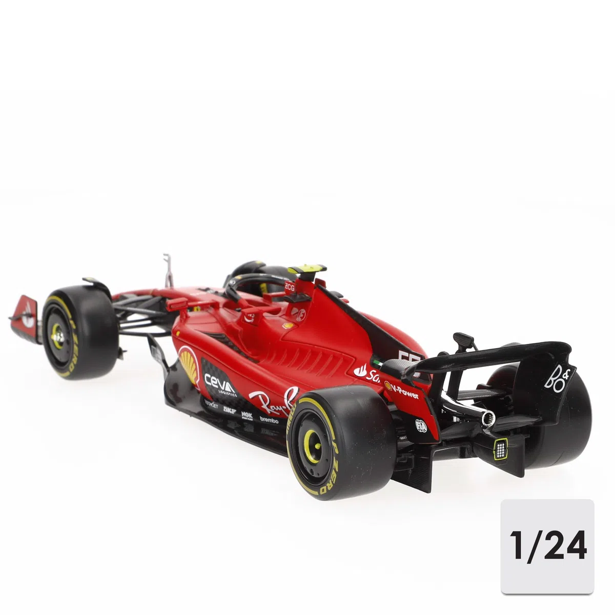 Burago Maqueta coche Fórmula 1 2023 Carlos Sainz, Ferrari SF-23, Escala 1/24, Incluye figura piloto, Maquetas coches, Miniatura de colección, F1, Burago, Regalos para coleccionistas, +14 años (78060)