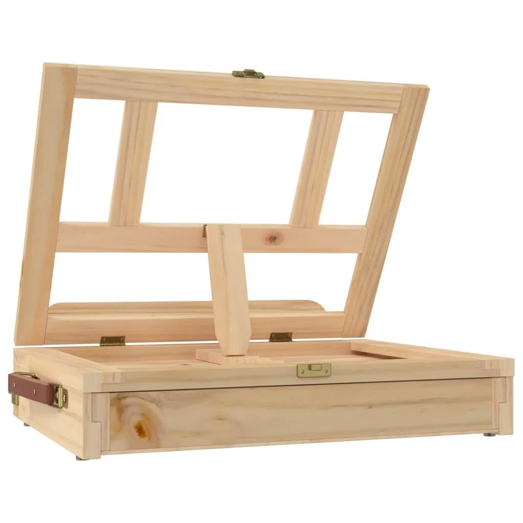 Caballete de mesa con cajón de madera de pino maciza, 33,5 x 25,5 x 7 cm, para bastidores y accesorios de pintura, para aula, taller y estudio