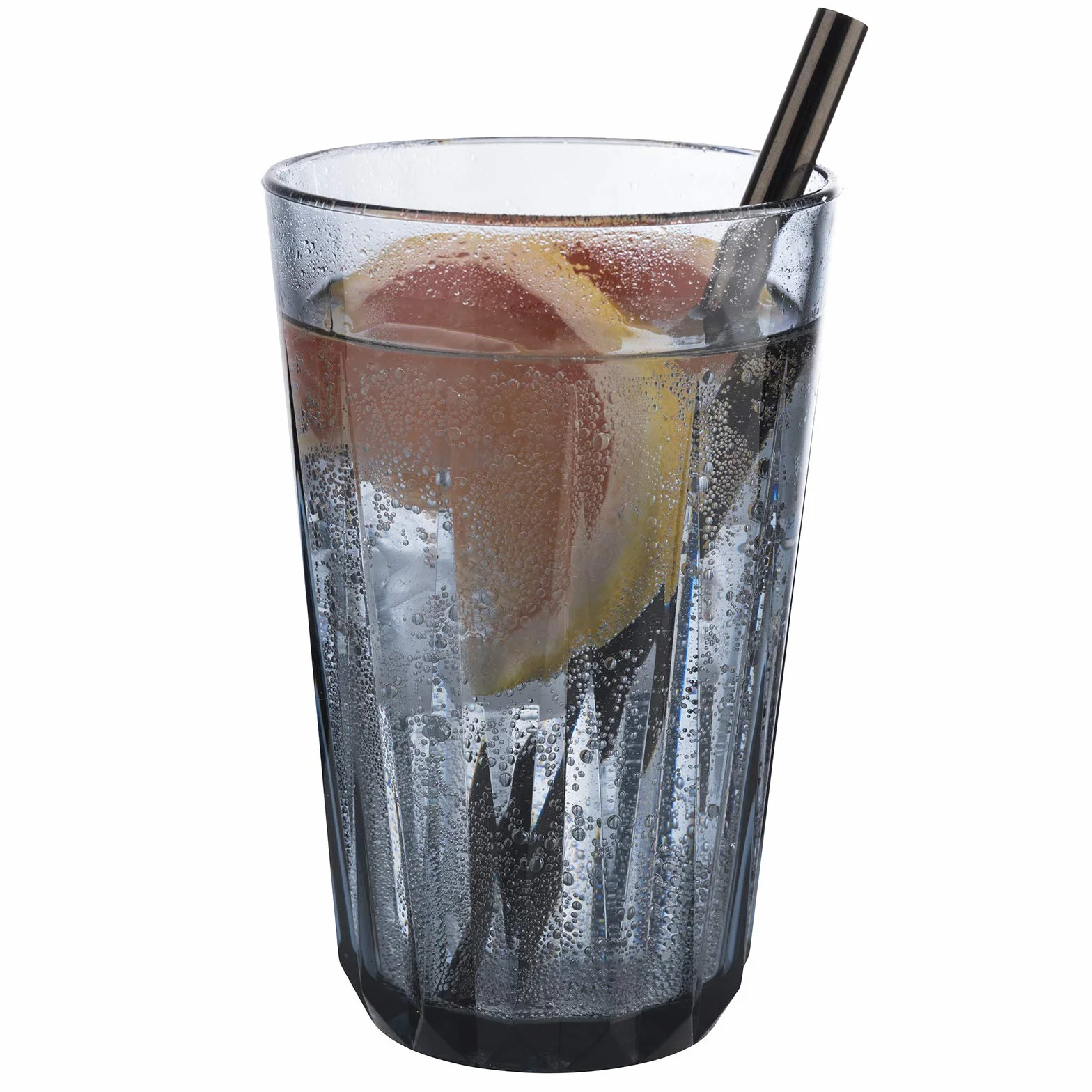 Juego de 6 vasos de plástico Tritan de 0,3 litros, sin BPA, aspecto de cristal, irrompibles, reutilizables y aptos para lavavajillas, 300 ml, color gris