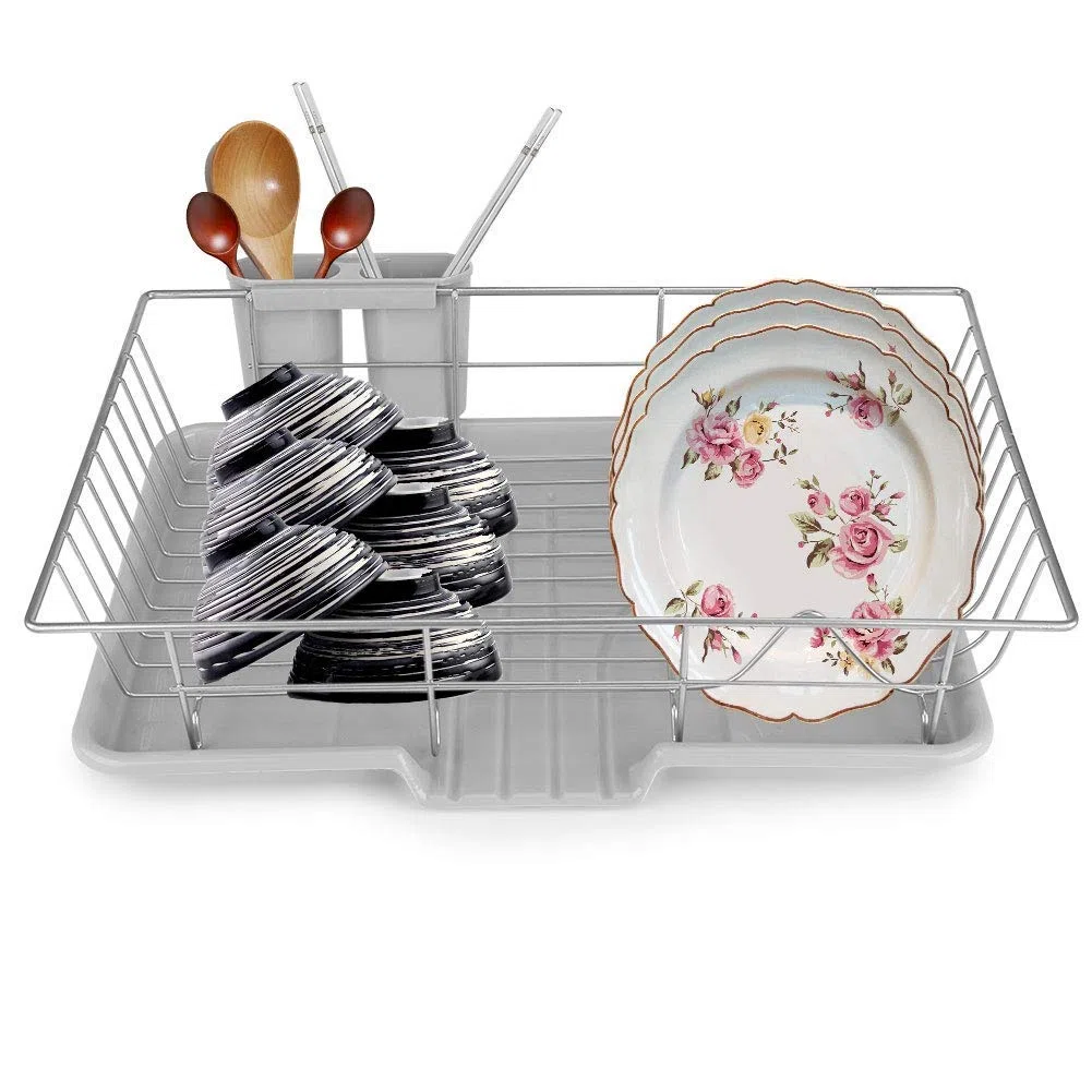 Escurreplatos de Cocina de Acero Inoxidable, Soporte para Utensilios de Fregadero, Dish Rack de Apoyo, 48 x 30 x 11 cm