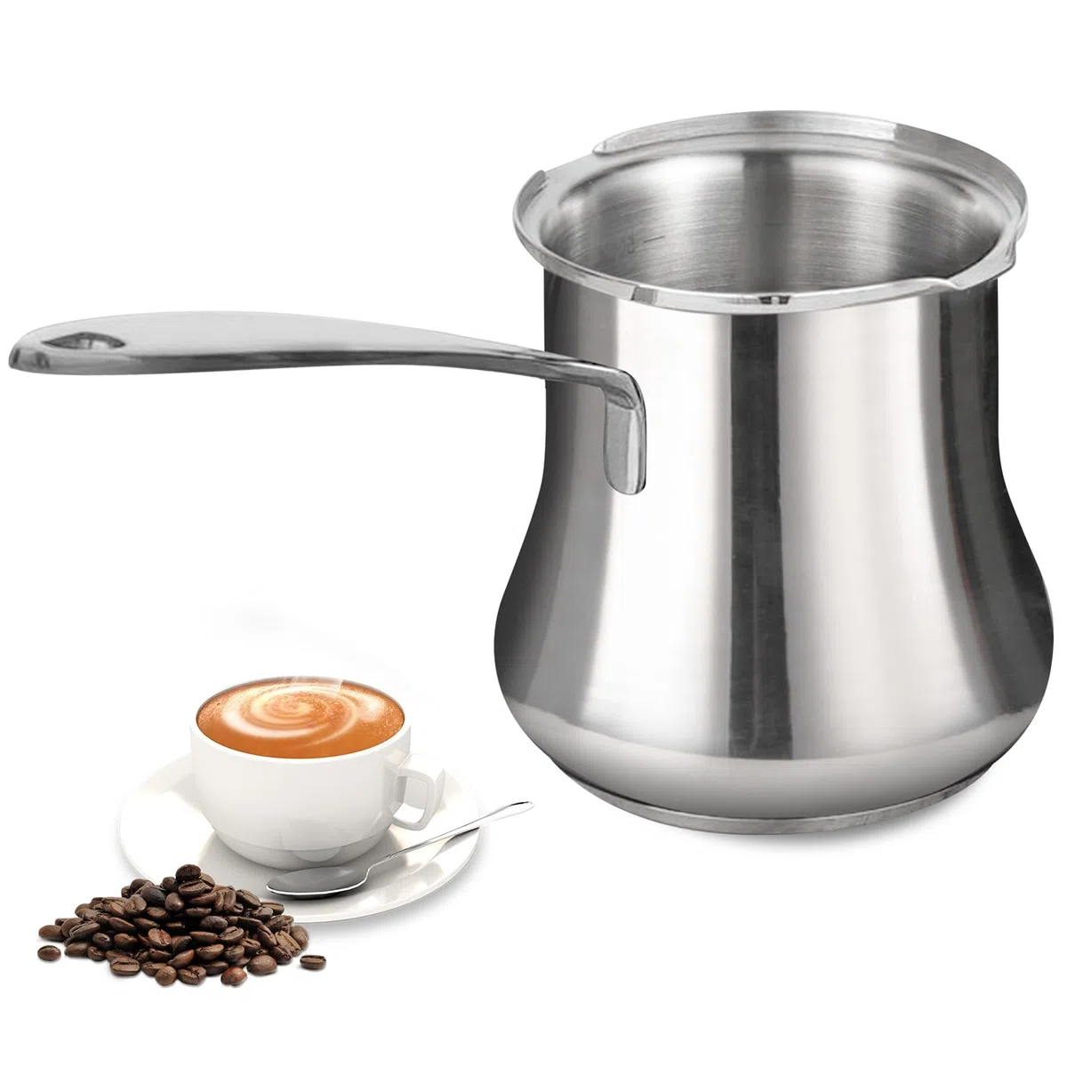 BORDEAG Cafetera turca, cafetera de 500 ml, cafetera turca, cafetera griega de acero inoxidable para preparar café y espuma de leche