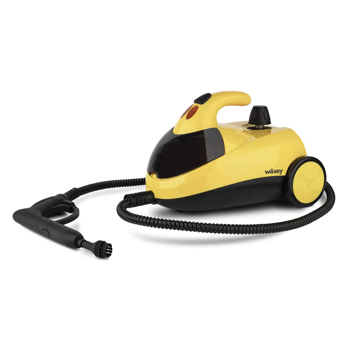 Winkel Wëasy NVP15 Limpiador a Vapor, Vaporeta 1500 W, 4 Bares, Autonomía de 45 min, Capacidad de Agua de 1.5 L, Compartimento Interno, Amarillo, Plástico