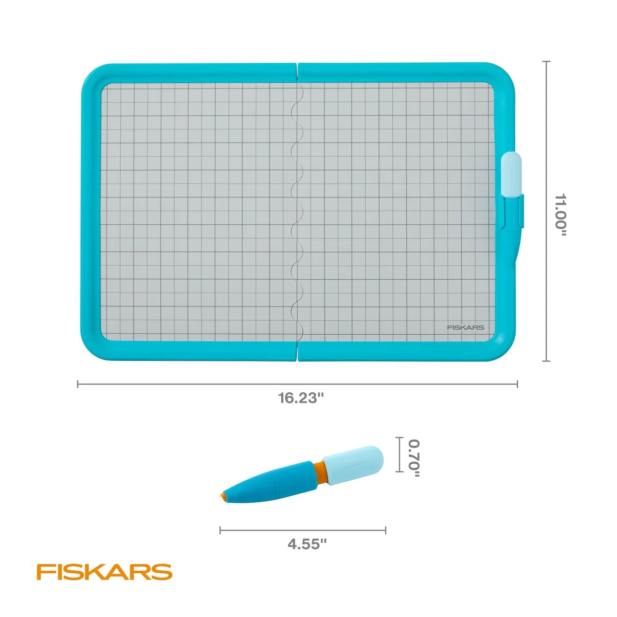 Fiskars Bolígrafo de corte y alfombrilla para niños, herramienta de corte de precisión segura con alfombrilla antideslizante plegable para manualidades y proyectos escolares
