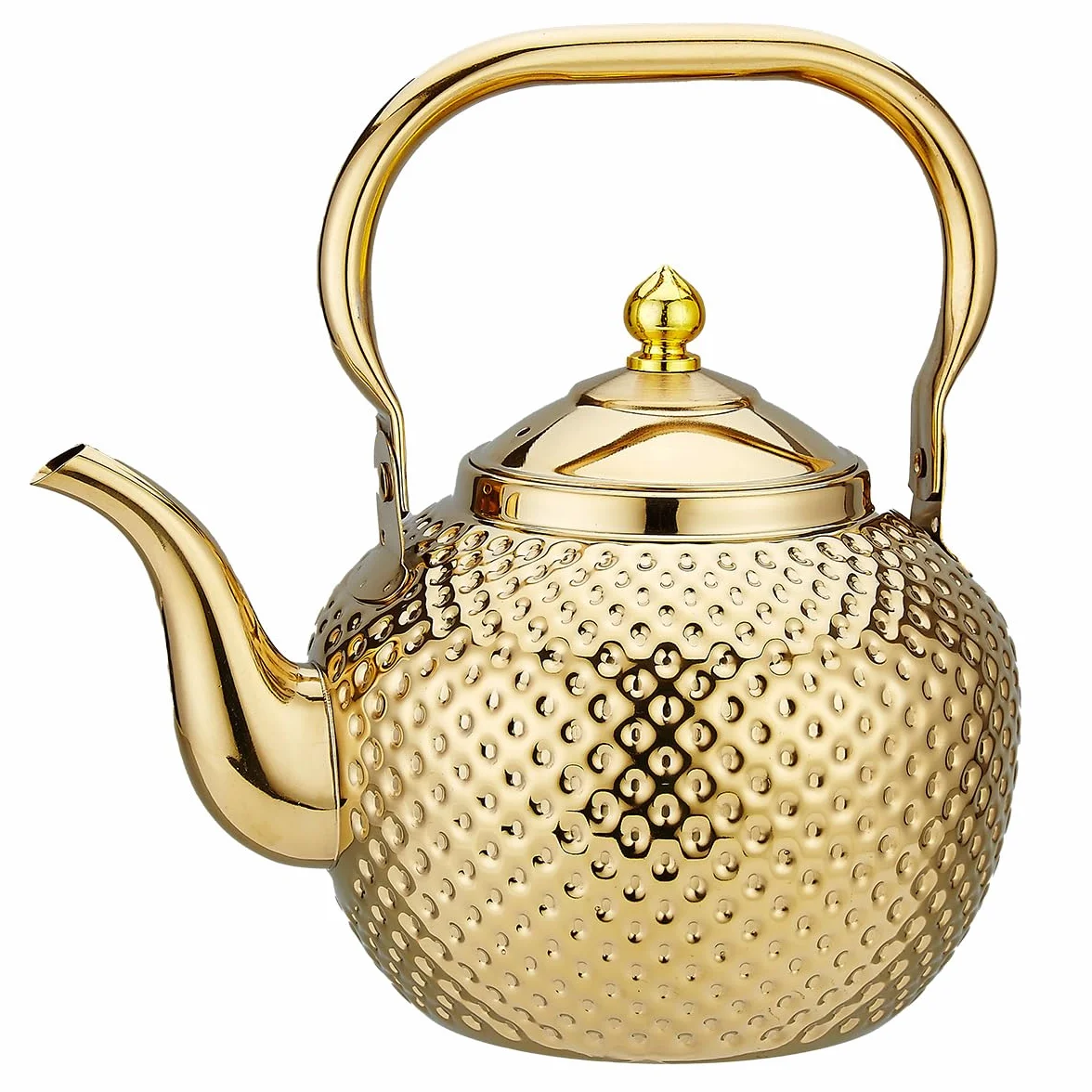 SANQIAHOME 1,2 litros Tetera de acero inoxidable con Filtro para infusiones extraíble,Cafetera, dorado
