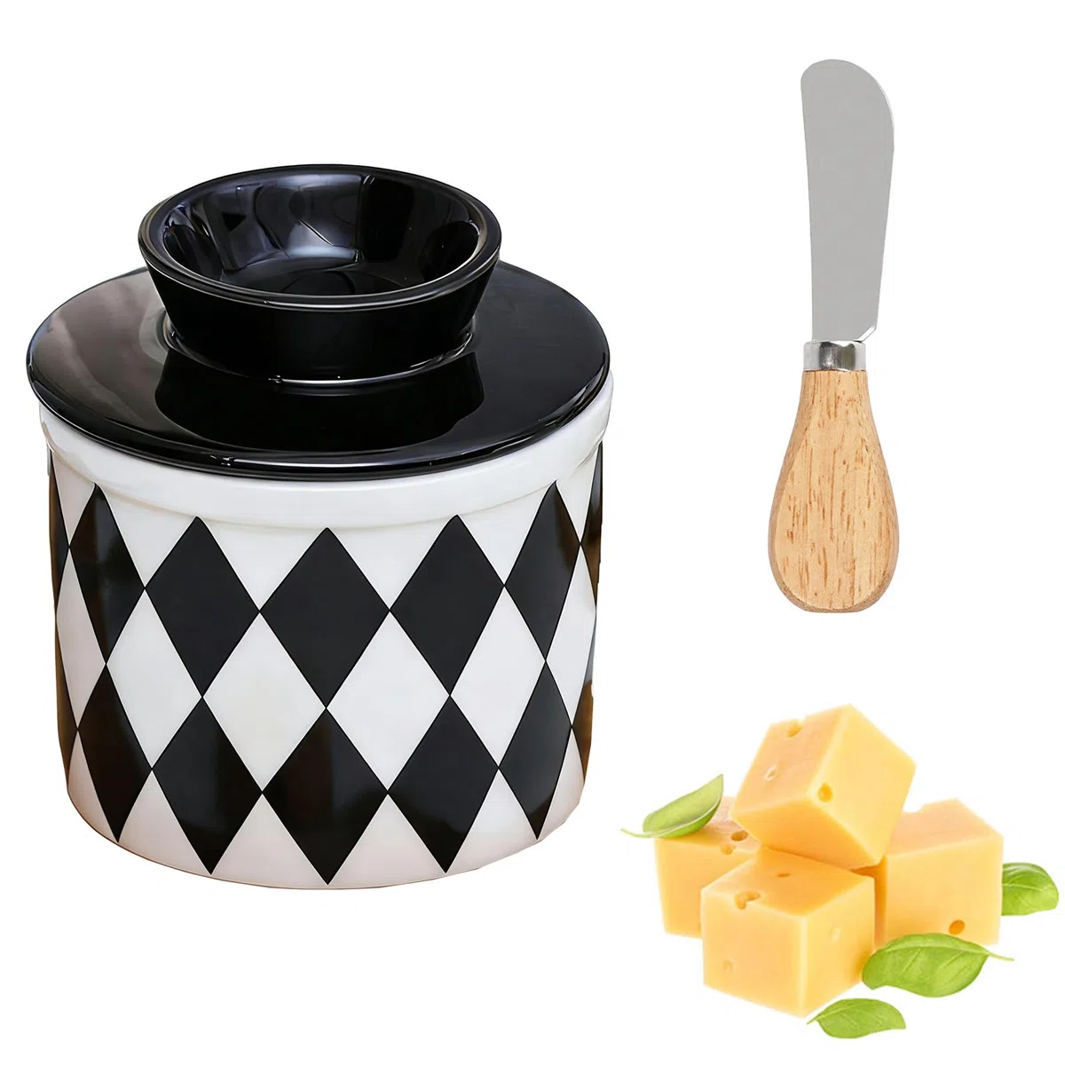 Mantequera de Porcelana,Mantequillera de Cerámica,Mantequilleras con línea de agua,Mantequera de cerámica con tapa,para guardar mantequilla fresca,Apta para Lavavajillas