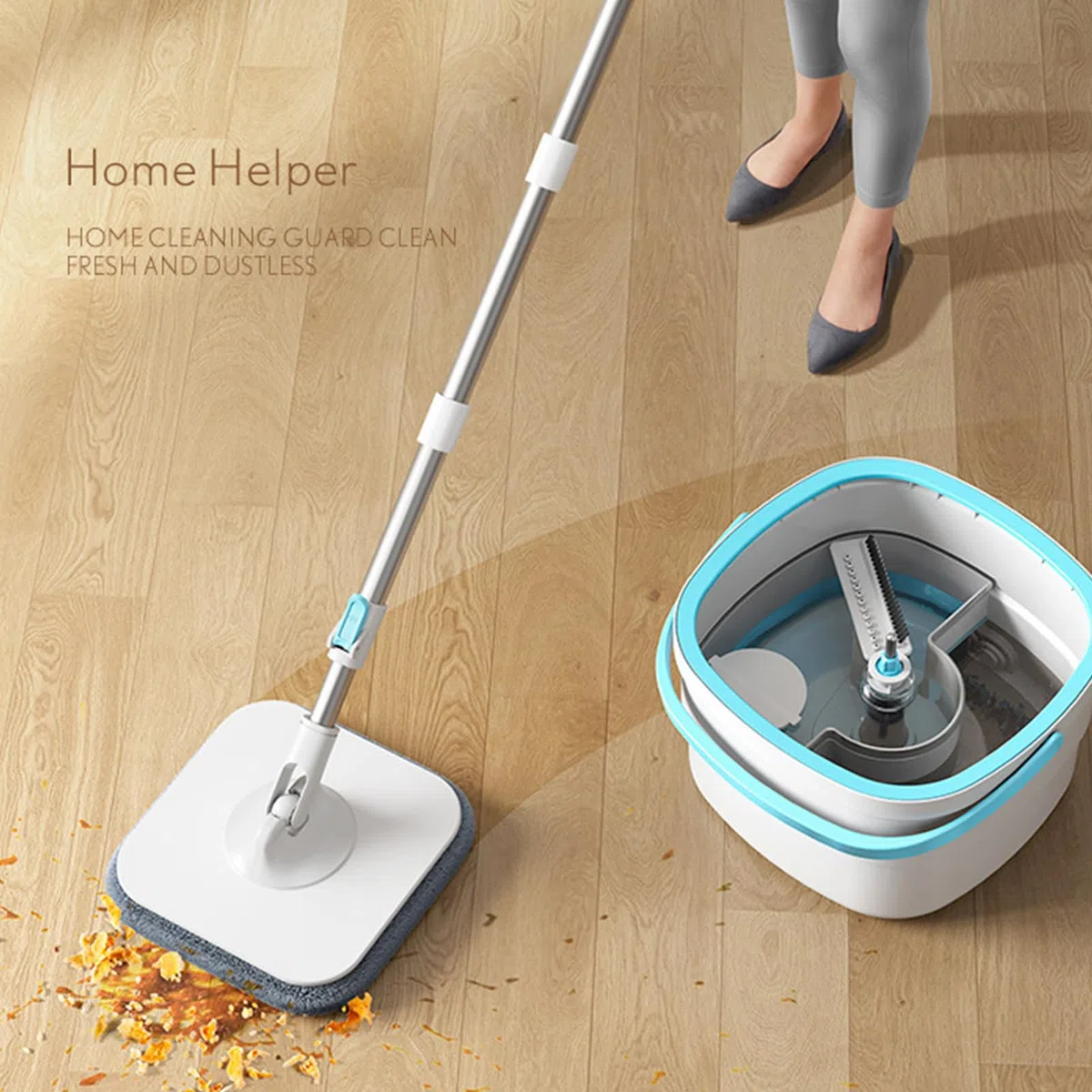 Juego de Fregona de Suelos y Cubo Utensilios De Limpieza del Hogar para | Juego De Fregona Y Cubo Para Limpieza De Suelos Para Hogar Dormitorio Salón Comedor Baño Estudio Y Suelos De Madera