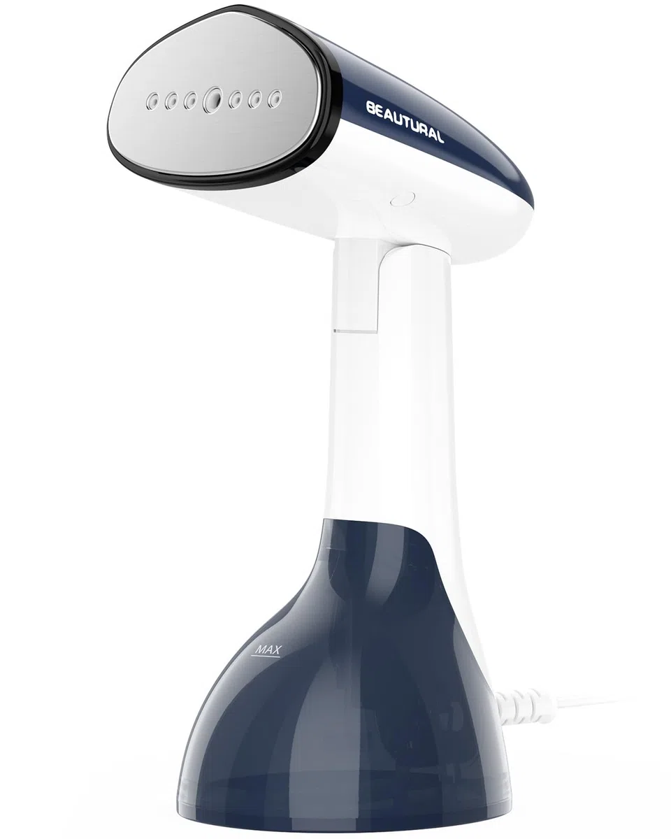 BEAUTURAL Plancha Vertical Vapor Portátil para Ropa, con Placa Calefactora de Aluminio, Calentamiento Rápido en 35 Segundos y Depósito de Agua Extraíble (Solo para 220-240V)