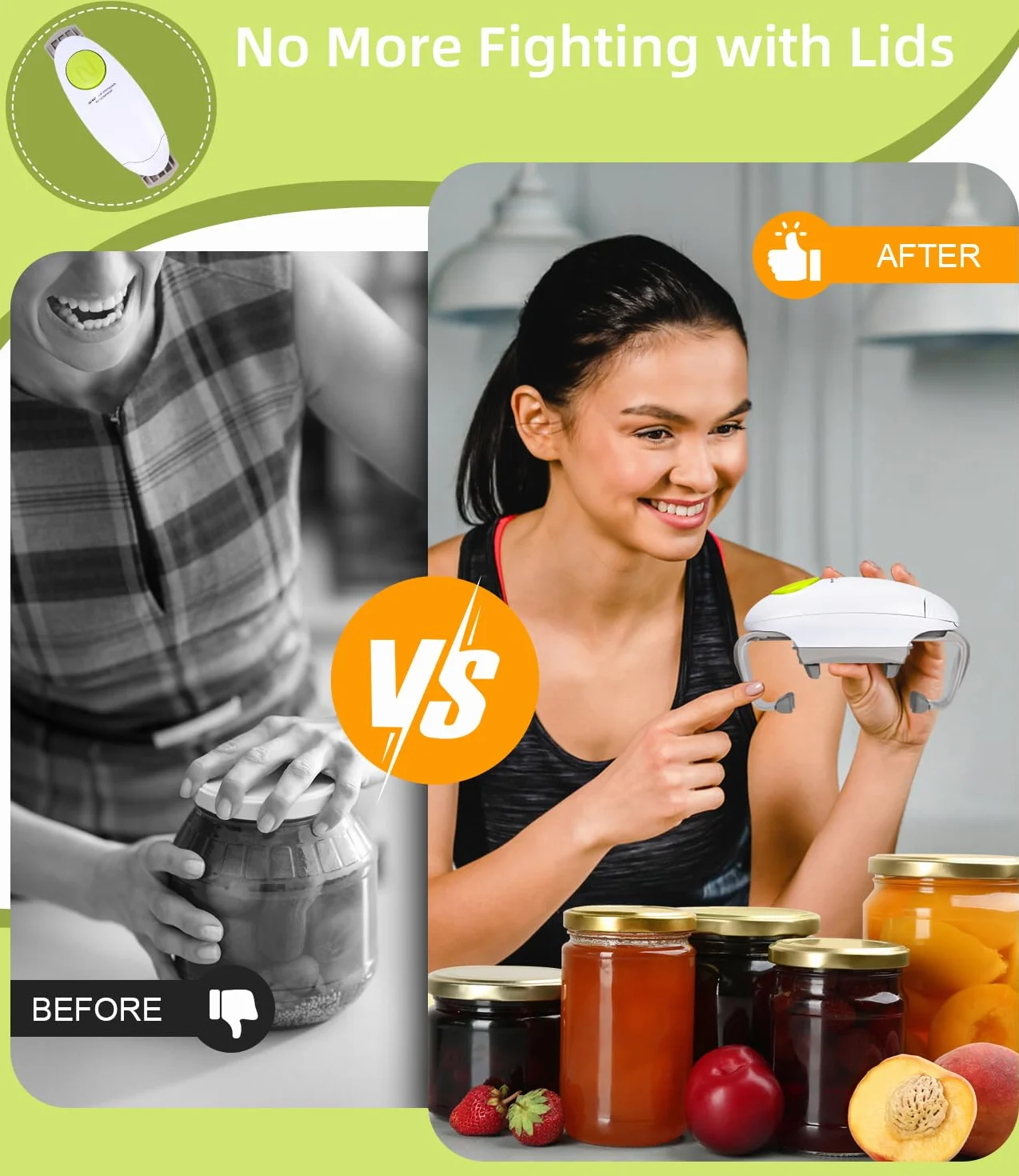 Abrelatas eléctrico profesional para cocineros y personas mayores, abridor de latas automático con borde suave, apertura sin esfuerzo de latas y tarros, abrelatas artritis, accesorios de cocina