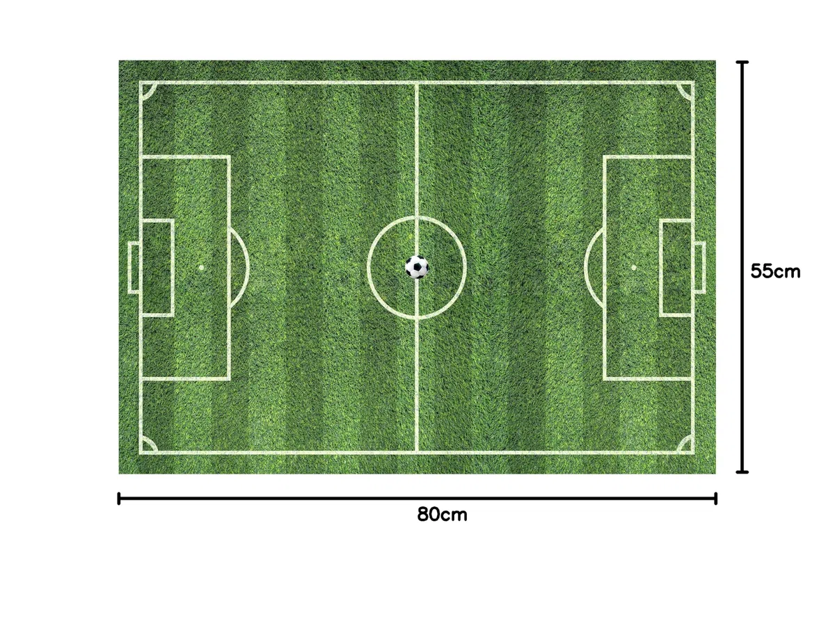GOYAPRINT Alfombra Infantil Campo de Futbol 80x55 cm Ideal para Zona de Juegos en Dormitorio Moqueta Vinilica Lavable SIN Pelo para Niños y Jovenes