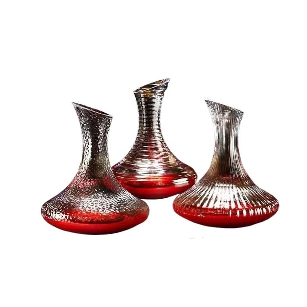 Licorera Juego de Tres jarras decantadoras de Vino Tinto Creativas de Cristal for el hogar.