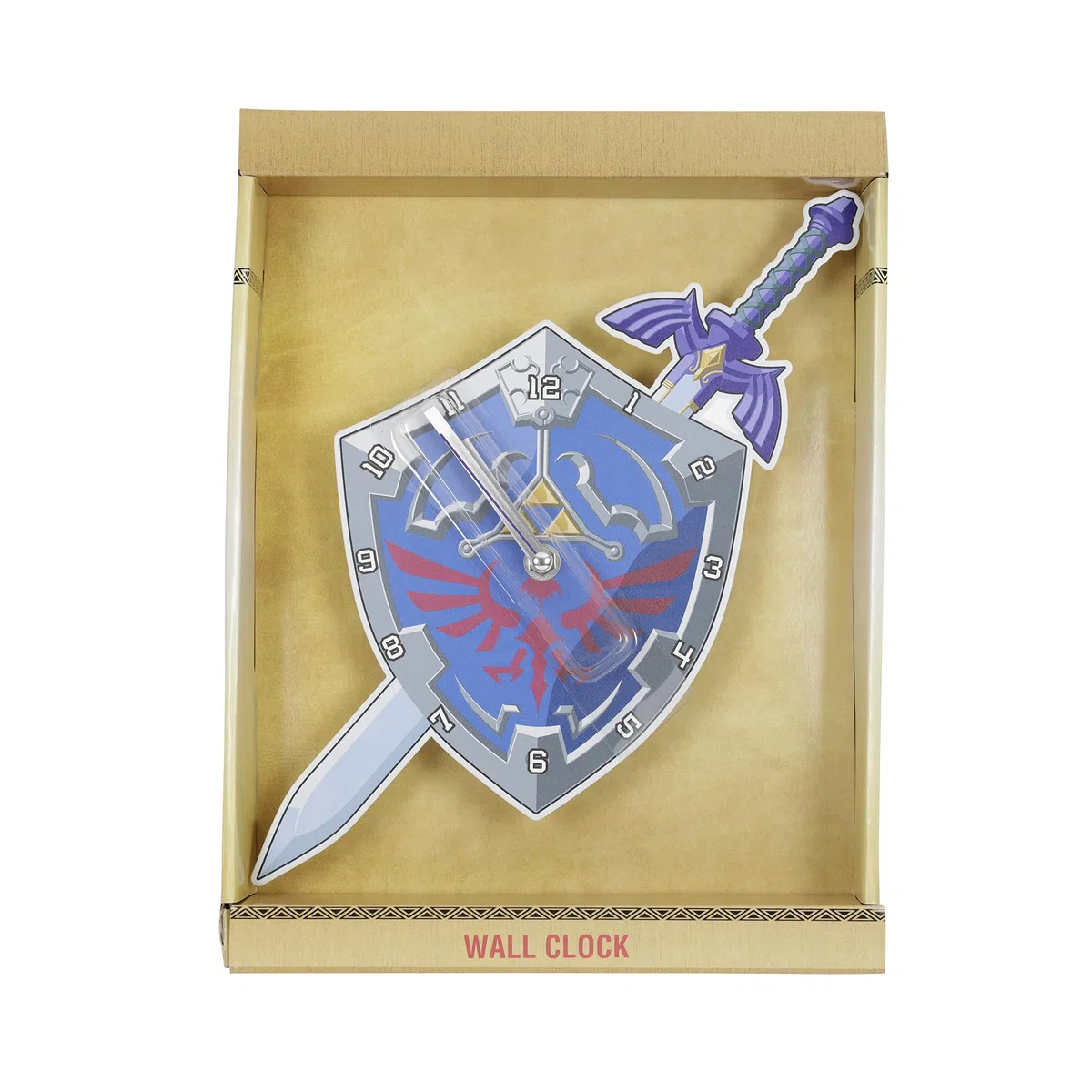 Disney Zelda Reloj de pared con forma de escudo y espada azul y plateado GLZ3037