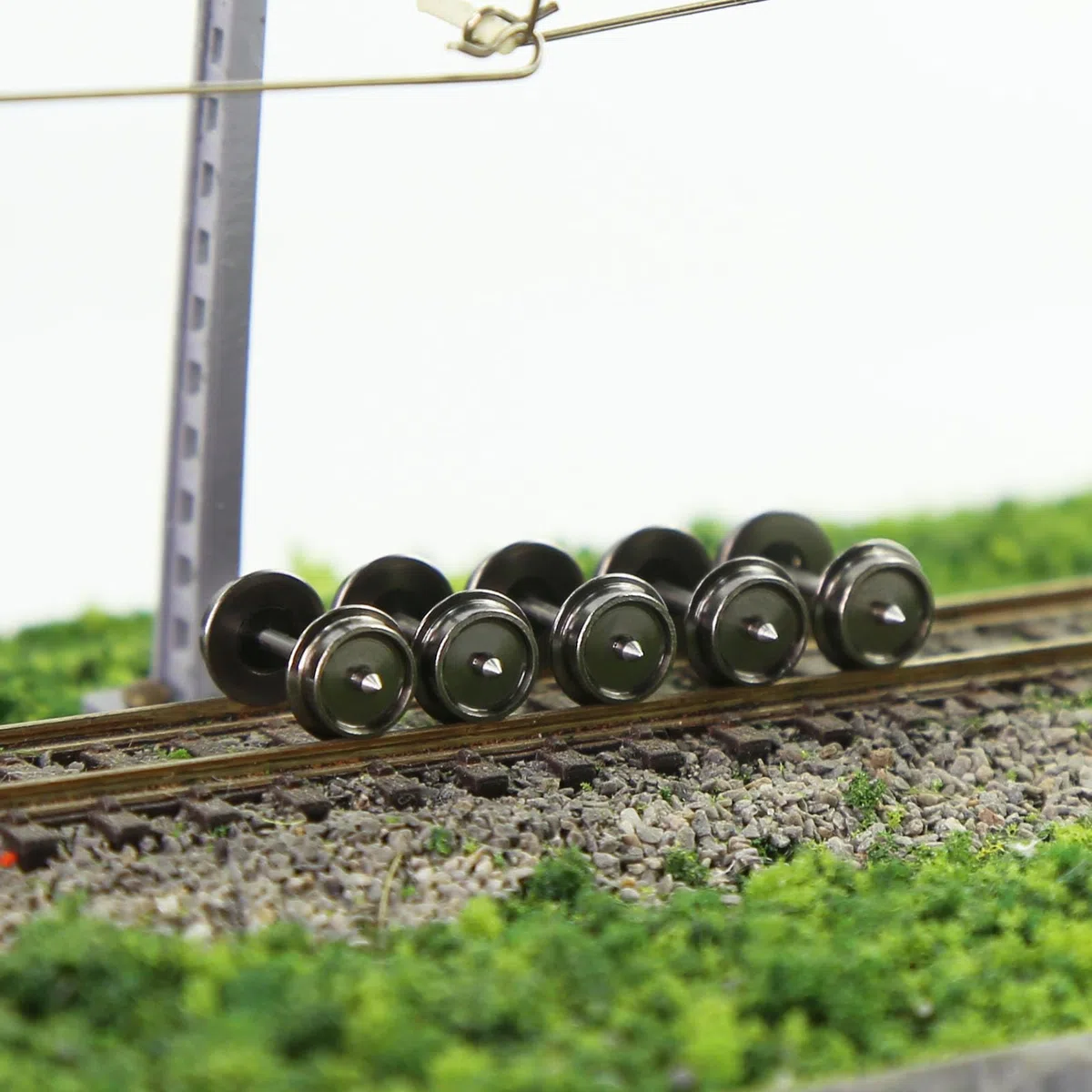 Evemodel 12 piezas carril N 1:160 juegos de ruedas 33" Metal eje DC ruedas para modelo de ferrocarriles
