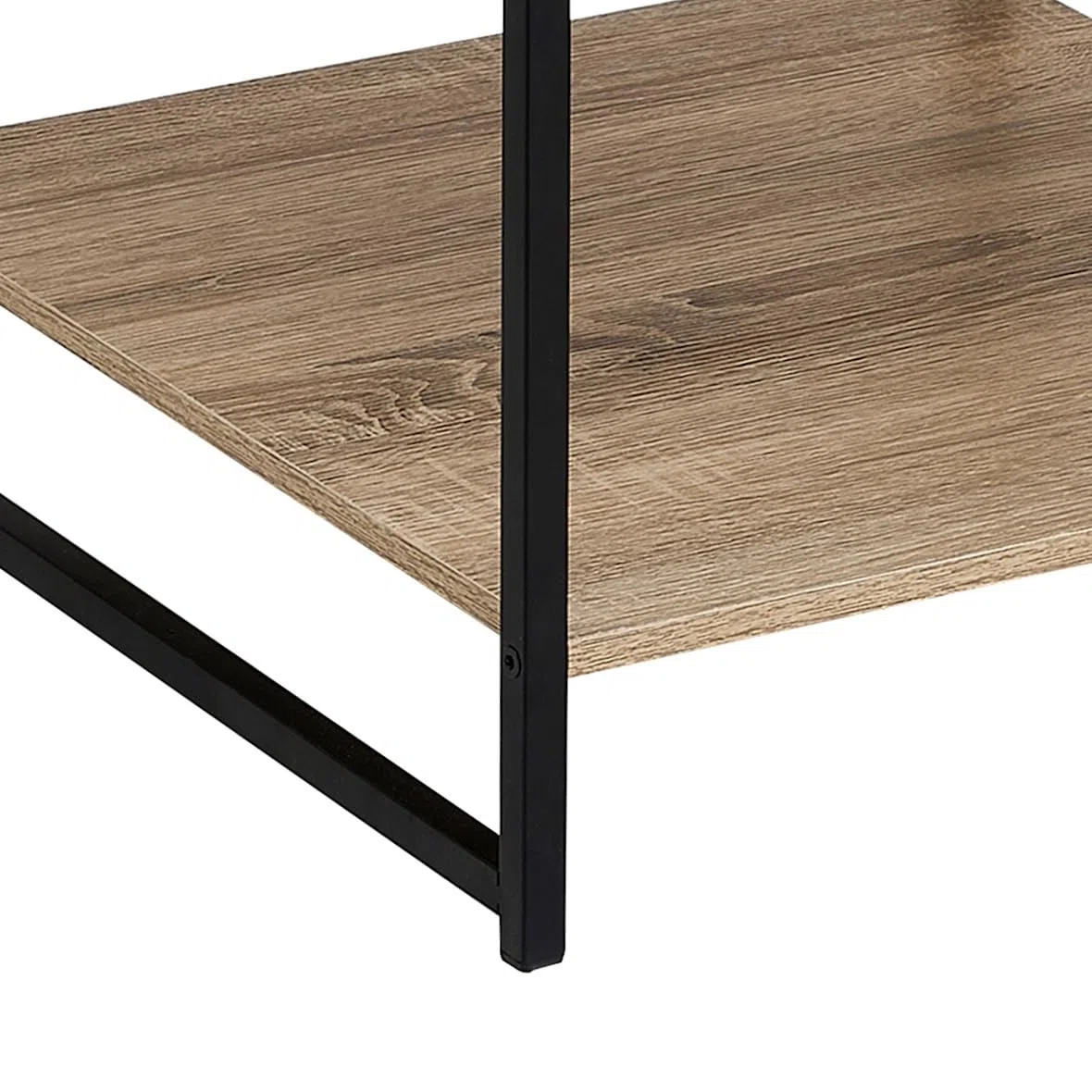 LOLAhome - Mesa Auxiliar Urban Metal Negro y Tablero Natural de 50x50x50 cm. Mesita de Salón Cuadrada con Estante Inferior Ideal Junto al Sofá para Almacenaje. Soporta 30kg