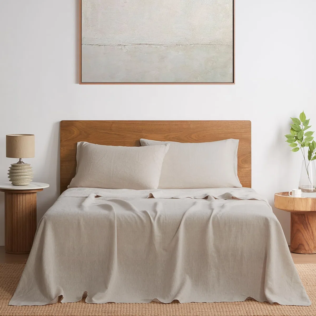 DAPU Pure Linen - Juego de sábanas 100% Lino francés de Normandía, Transpirable y Duradero para Personas Que Duermen con Calor, Juego de 4 Piezas, 1 sábana encimera, 1 sábana Bajera, 2 Fundas de