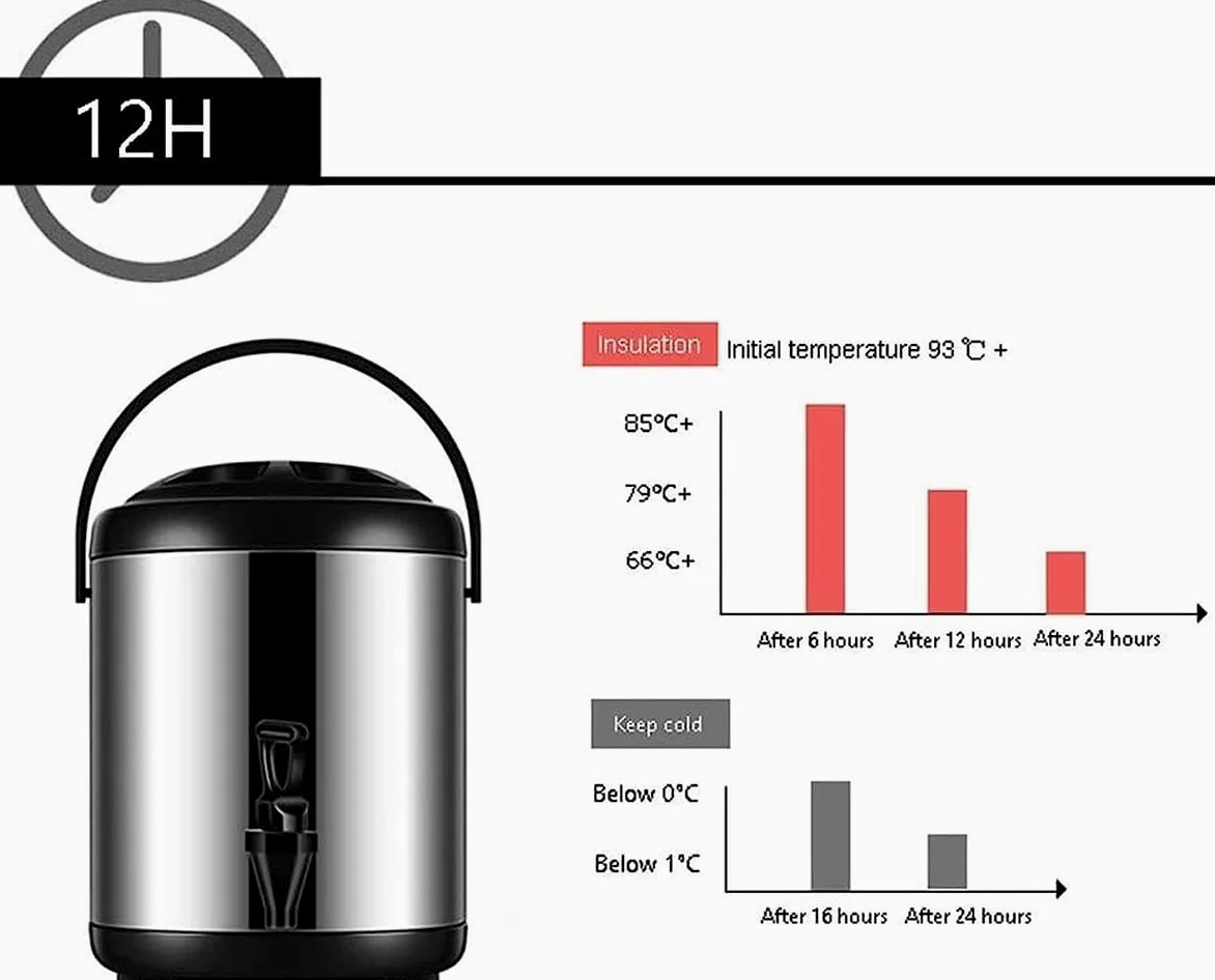Urna de catering, dispensador de bebidas de acero inoxidable para bebidas frías y calientes, dispensador térmico de bebidas de 16 L con mango de espiga para té, café, agua