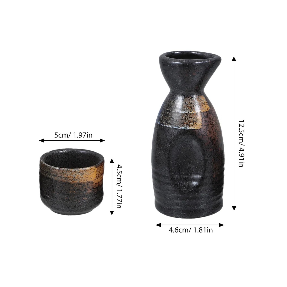Uonlytech Set de Cerámica para Sake Japonés Kit de Tazas Delicadas para Servir Vino, Copas de Vino Decorativas Ideales para Celebrar el Día del Padre