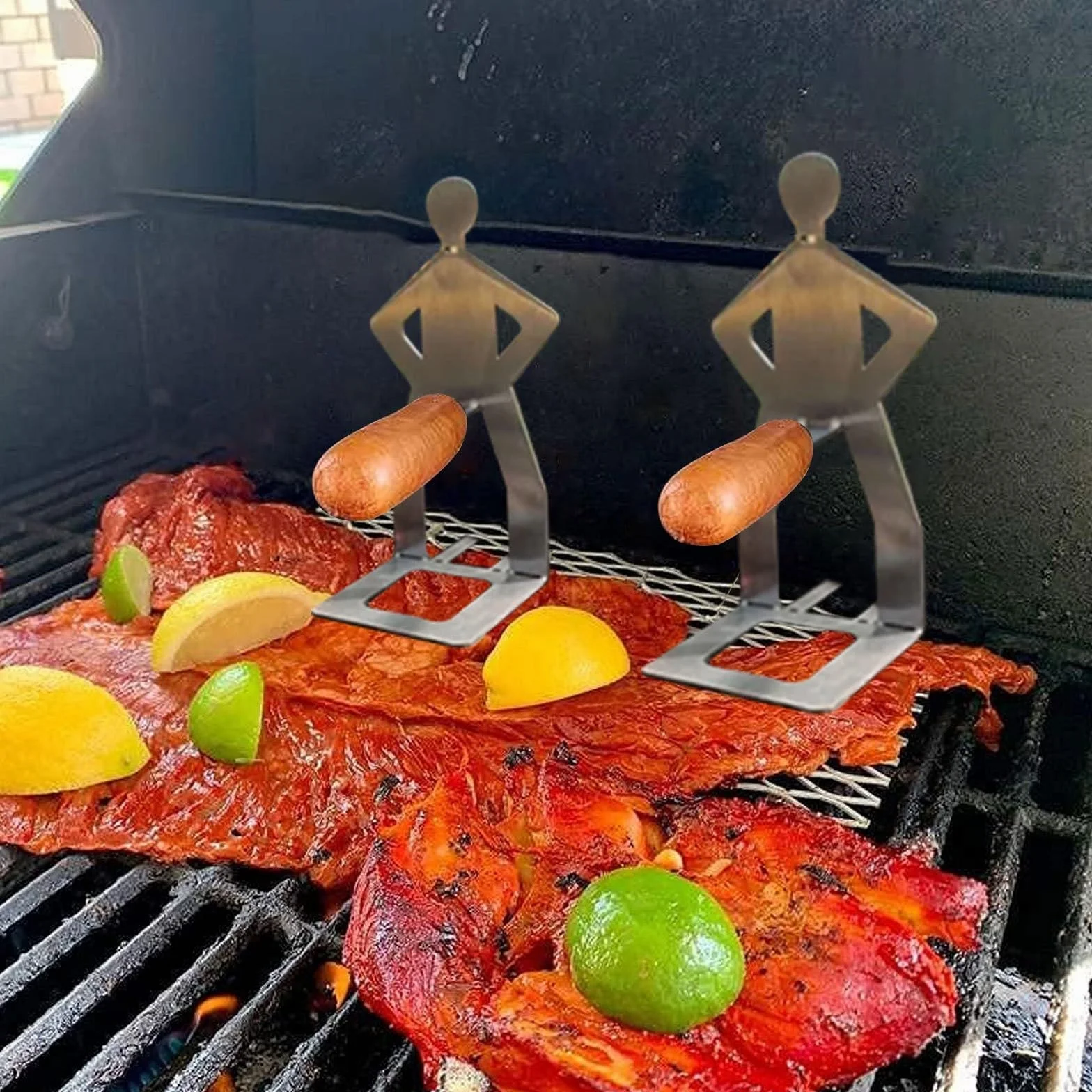 Divertido Perro Caliente Salchicha Soporte Soporte portátil Barbacoa Parrilla Acero Inoxidable asador Parrilla Soporte Barbacoa Herramientas