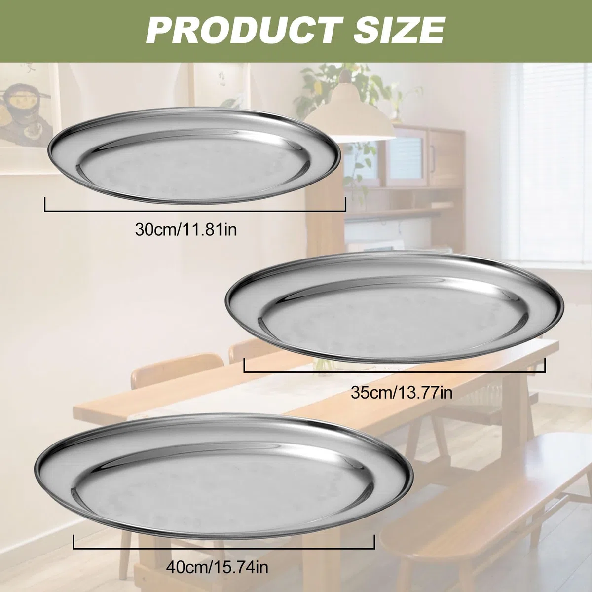 3 Piezas Acero Inoxidable Bandeja, Bandejas De Servir Oval, Bandeja De Servir De Acero Inoxidable Cuenco Ovalado Para Colocar Comida Gourmet, Bandejas De Cocina, Suministros De Restaurante (Plateado)