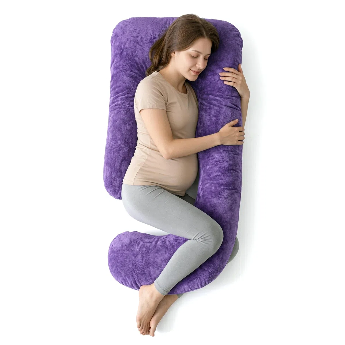 COSYLAND Almohada para Embarazadas, Cojín de Embarazo en J con Soporte Integral, Funda Desmontable y Lavable, Útil para Descanso, Dormir, Lactancia y Relajar Las Piernas, 155 x 60 x 20 cm