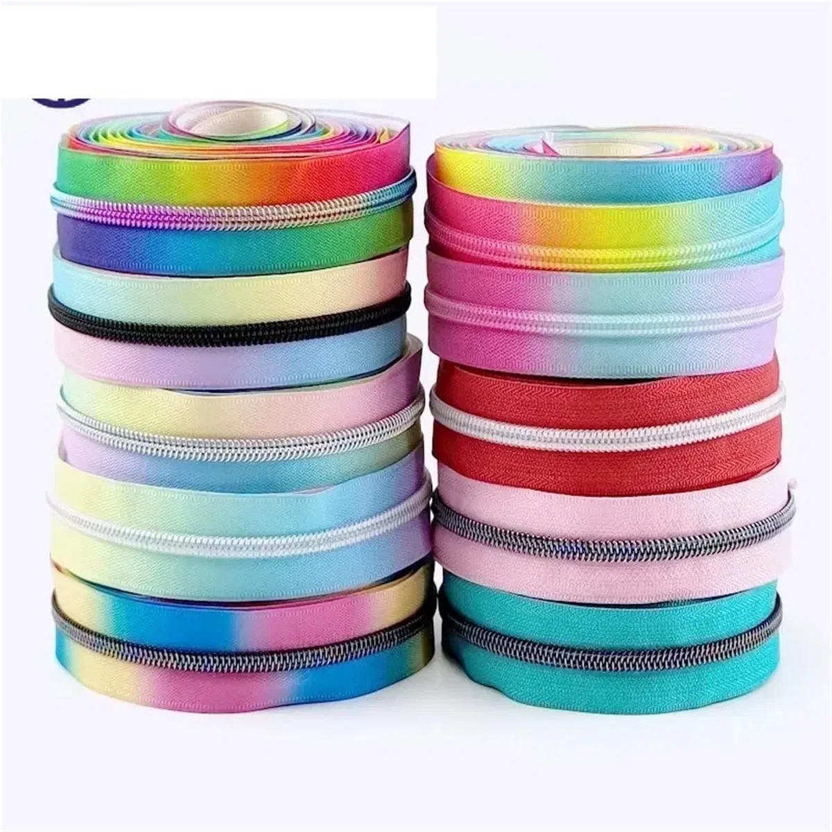 Cremallera bidireccional 2 piezas 2/3/5M 5# cremalleras de nailon impresas decorativas bolsa equipaje cremallera bobina rollo Arco Iris cierres Kit reparación Para bricolaje(M018,5Meters)