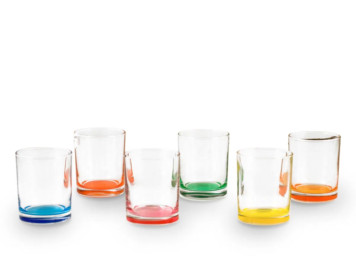 Pasabahce 98128 SE Pack de 6 Vasos, Trasparente/Multicolore, 6 Unidad (Paquete de 1), 6