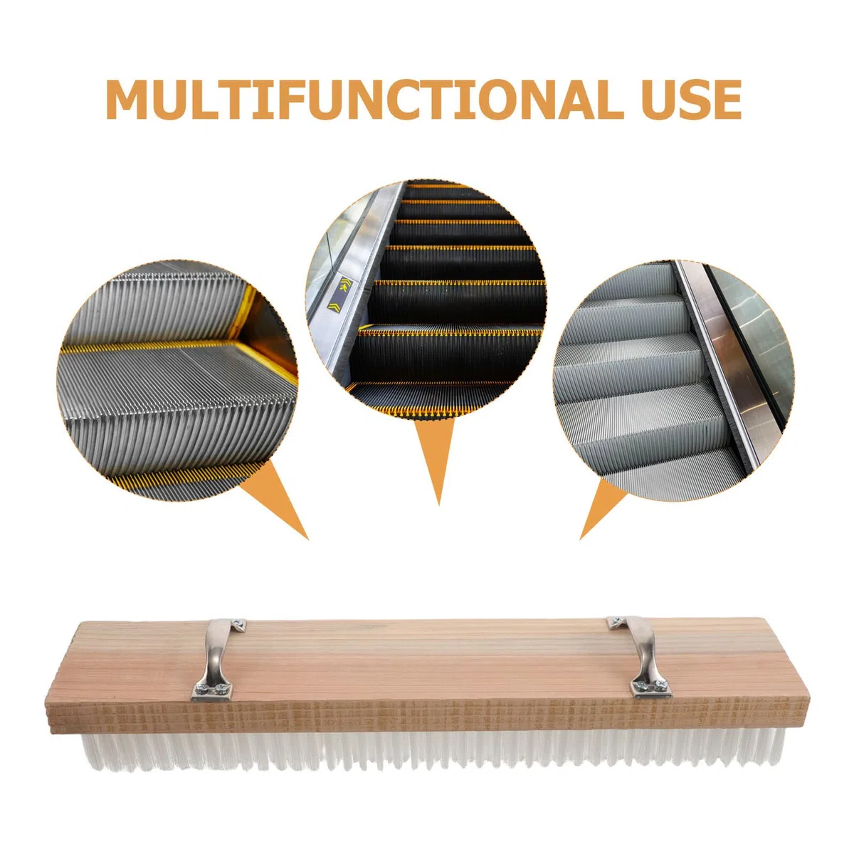 Cepillo de Limpieza Duro para Ranuras y Suelos, Automático para Escaleras Mecánicas, Tamaño Estándar 48 Cm X 10 Cm, Herramienta Versátil para Supermercados y Oficinas