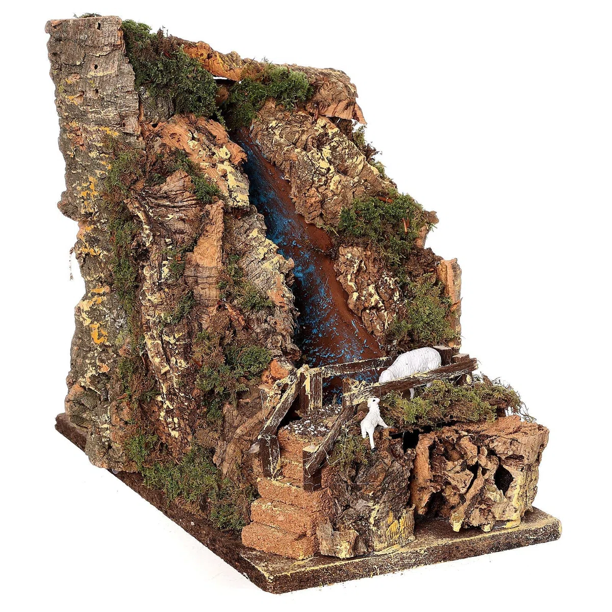 Holyhome Cascada de 18 x 33 x 20 cm (7,08 x 12,99 x 7,87 pulgadas) con puente y oveja para belén