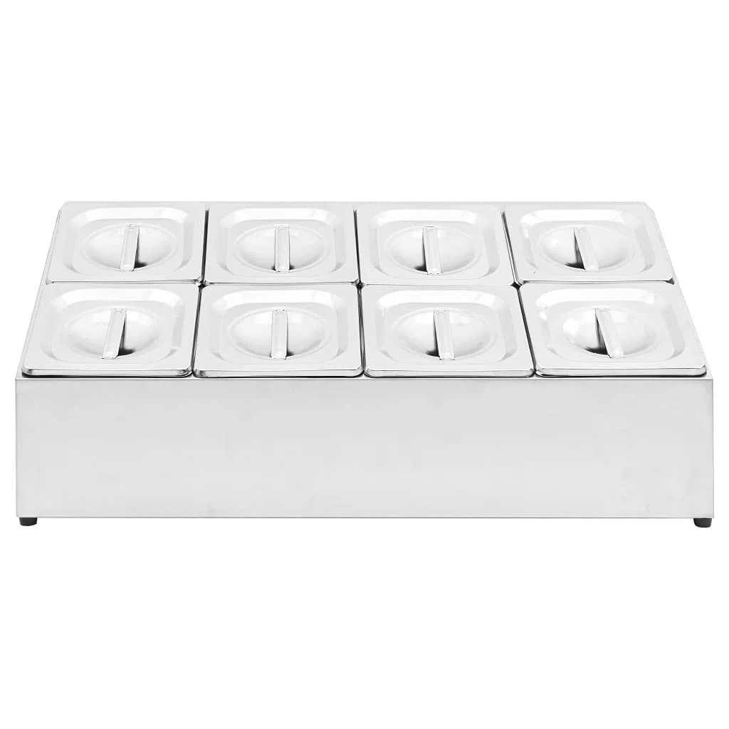 Home & Garden Item-Gastronorm - Contenedor con 8 sartenes GN 1/6 de acero inoxidable