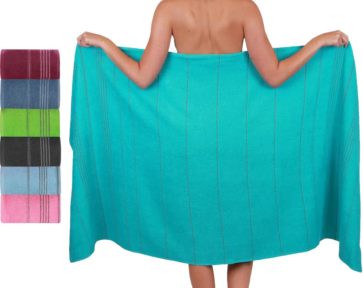 Betz Lines XXL Toalla de baño - Toalla de Playa Grande - Toalla de Sauna de algodón 100% - Toalla de Tumbona - 90x180 cm - Turquesa